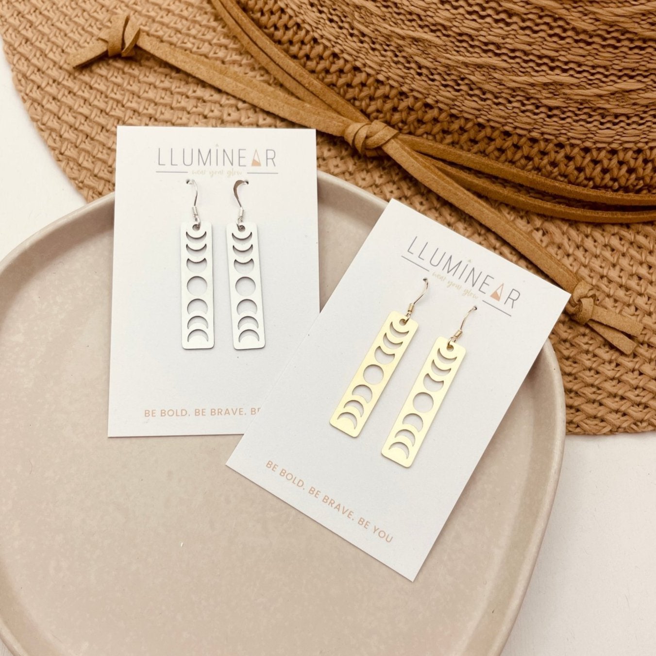 Moon Phase Bar Earrings