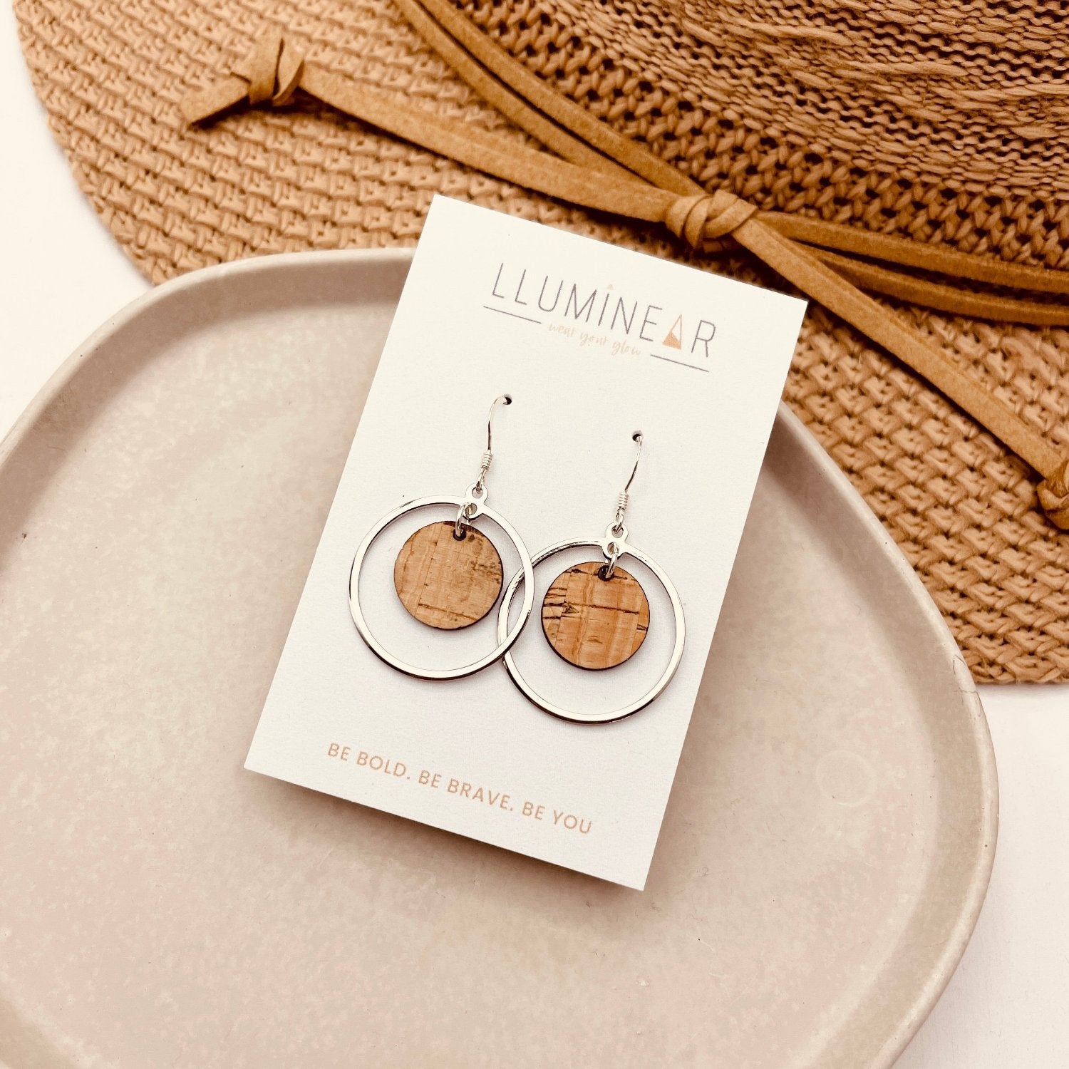 Calypso Silver Natural Cork Earrings