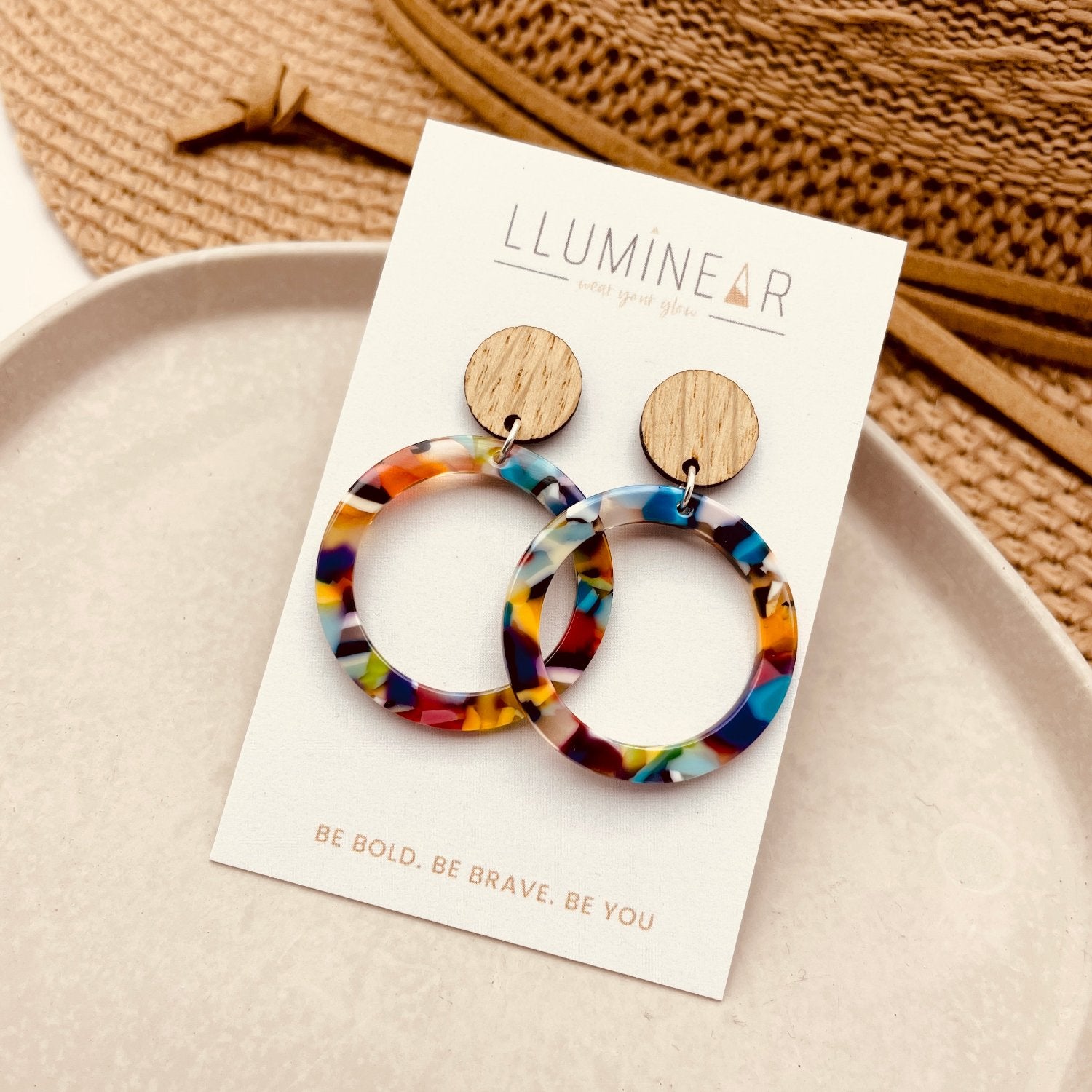 Sterling Silver Unicorn and Rainbow Studs Multicolor Resin