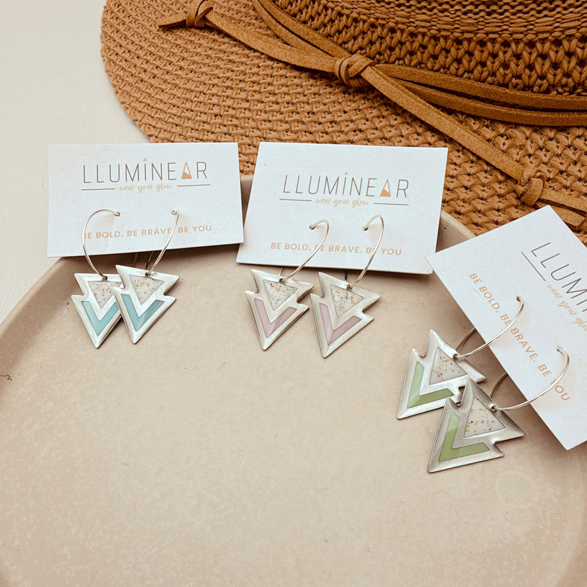 Autumn Triangle Beach Sand Hoop Earrings
