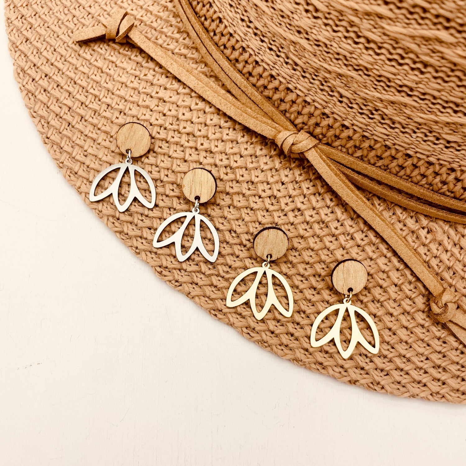 Boho Flower Petal Trio Stud Earrings