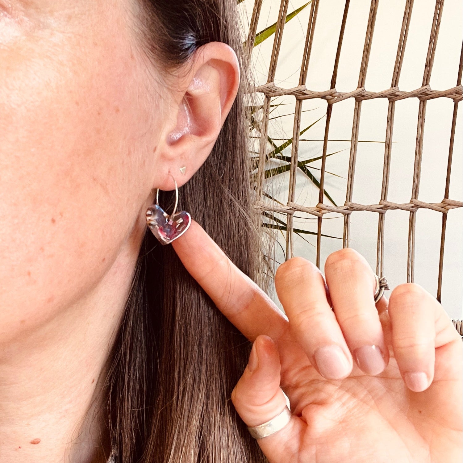 Resin Heart Hoop Earrings