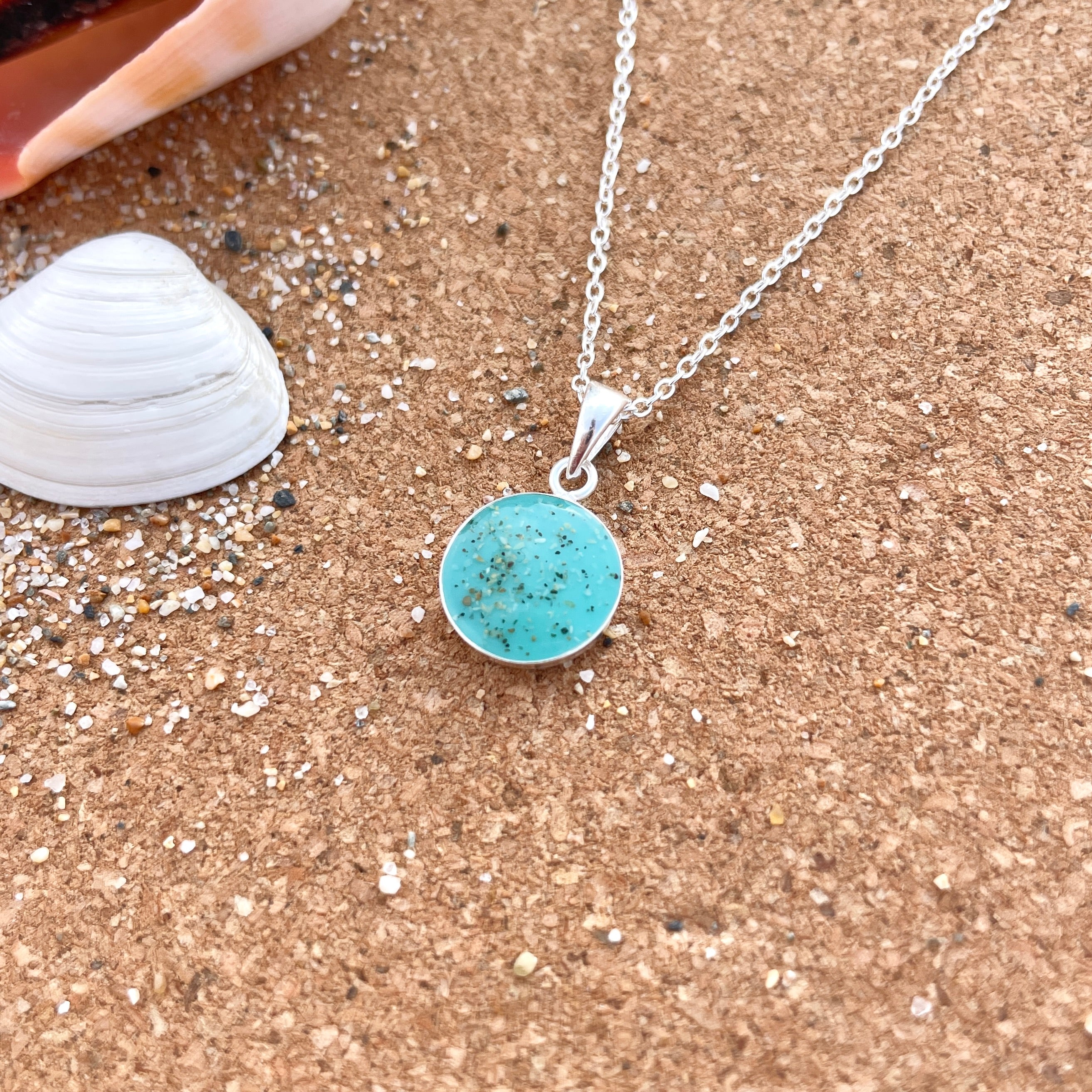 Cornish Beach Sand Round Pendant Necklace