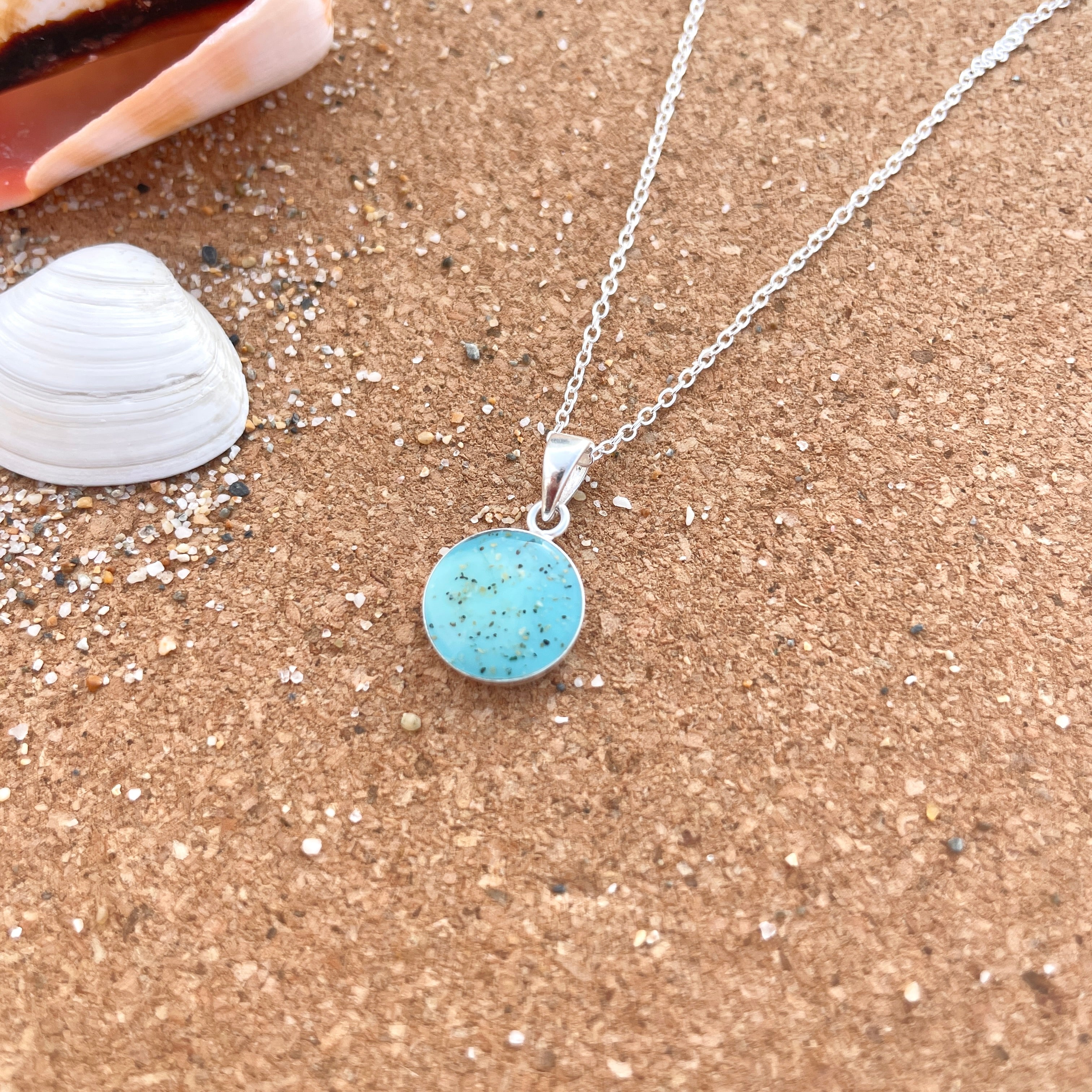 Cornish Beach Sand Round Pendant Necklace