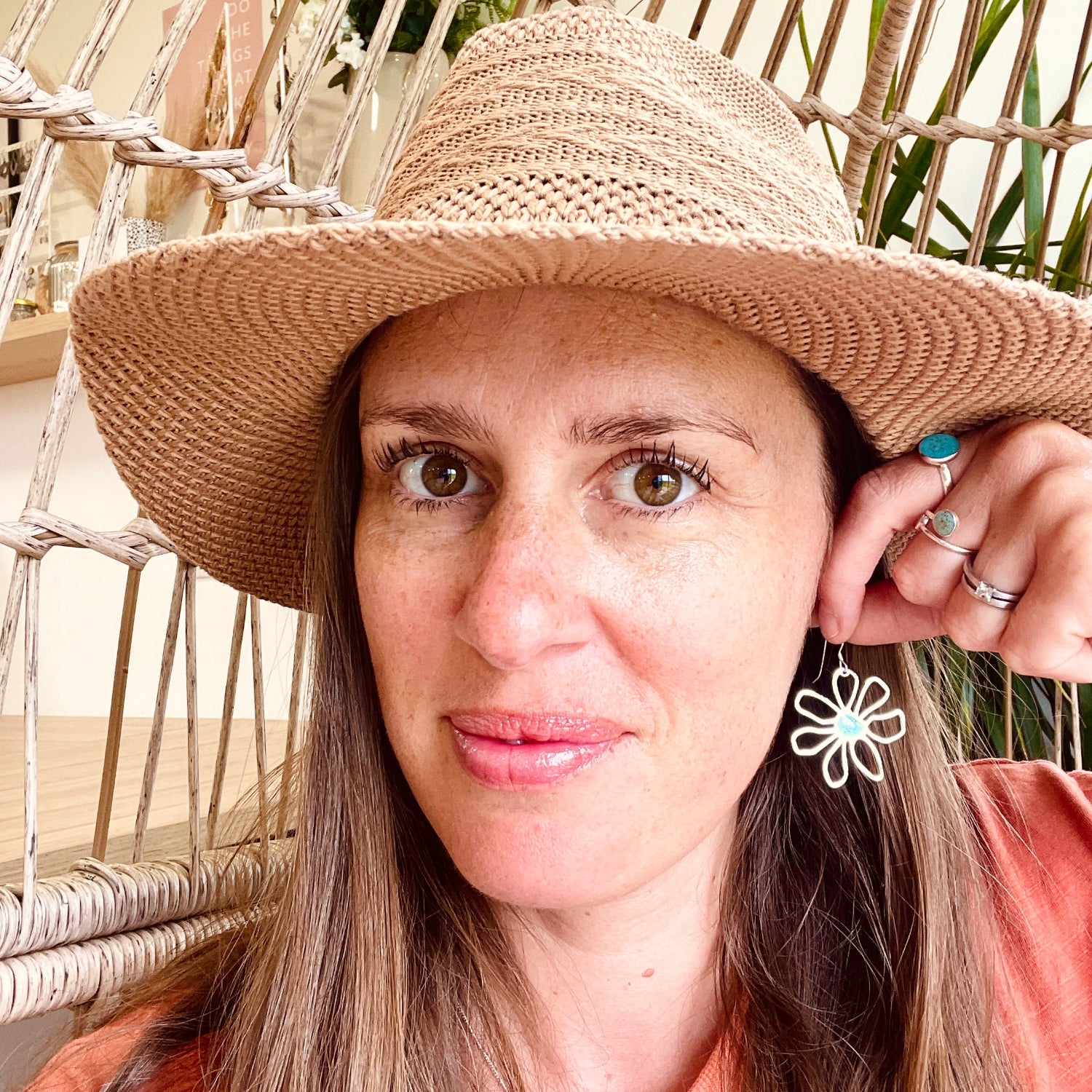 Silver Cornish Beach Sand Daisy Earrings Warm