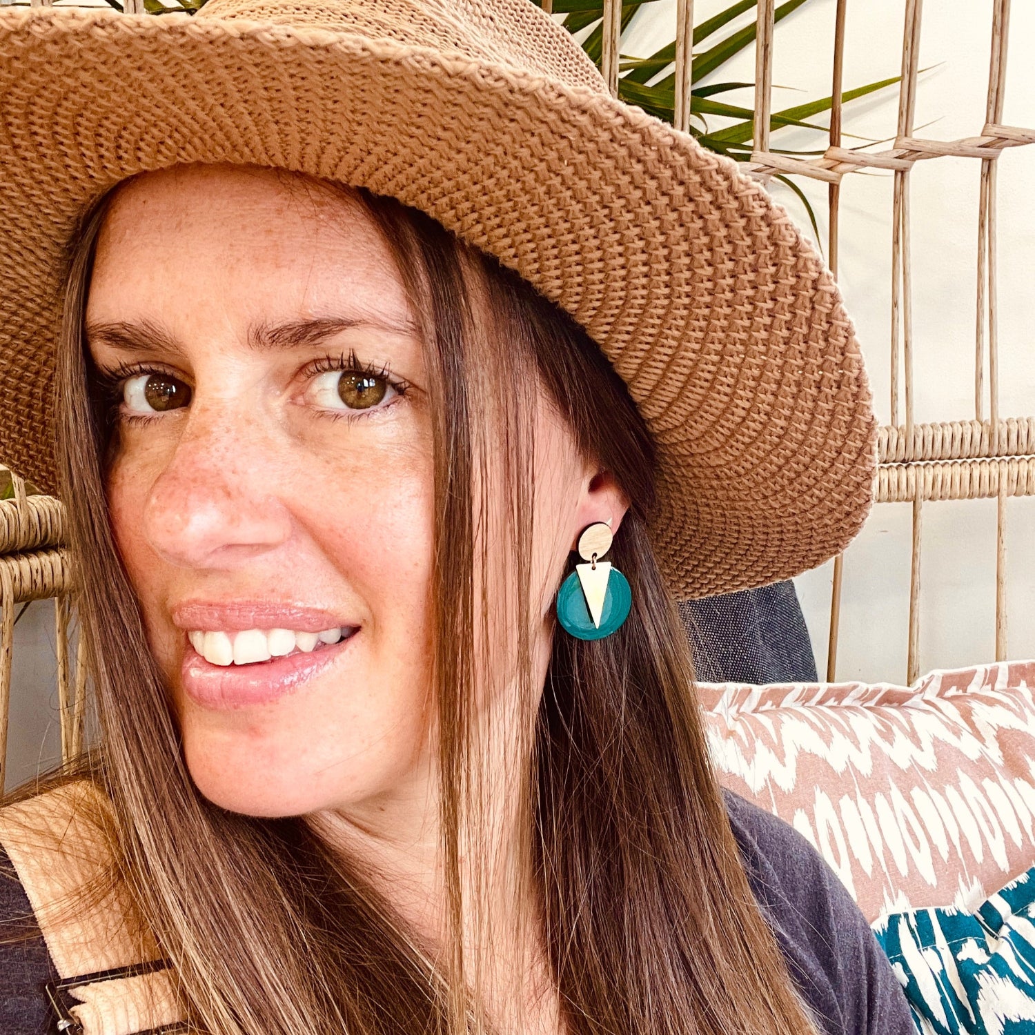Pine Green Triangle Earrings