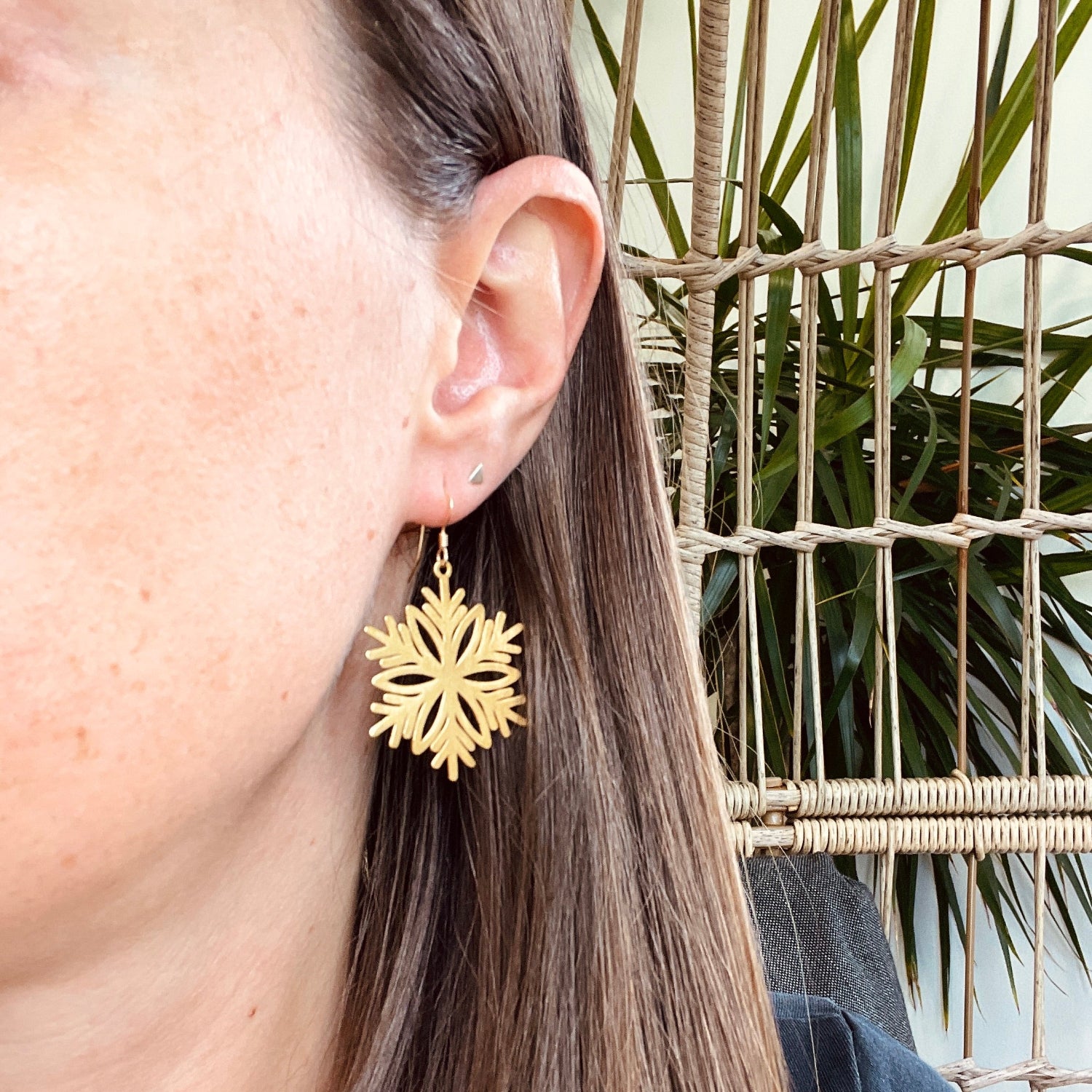 Elegant Snowflake Hook Earrings