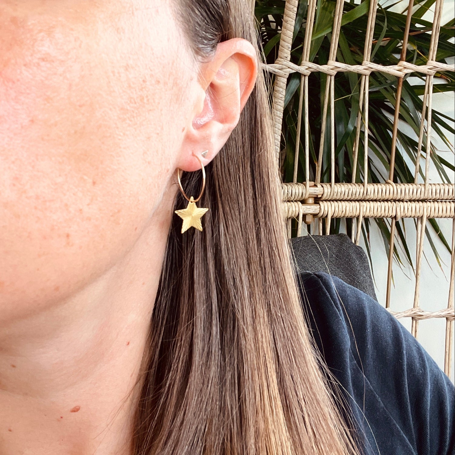 Dazzling Star Gold Hoop Earrings