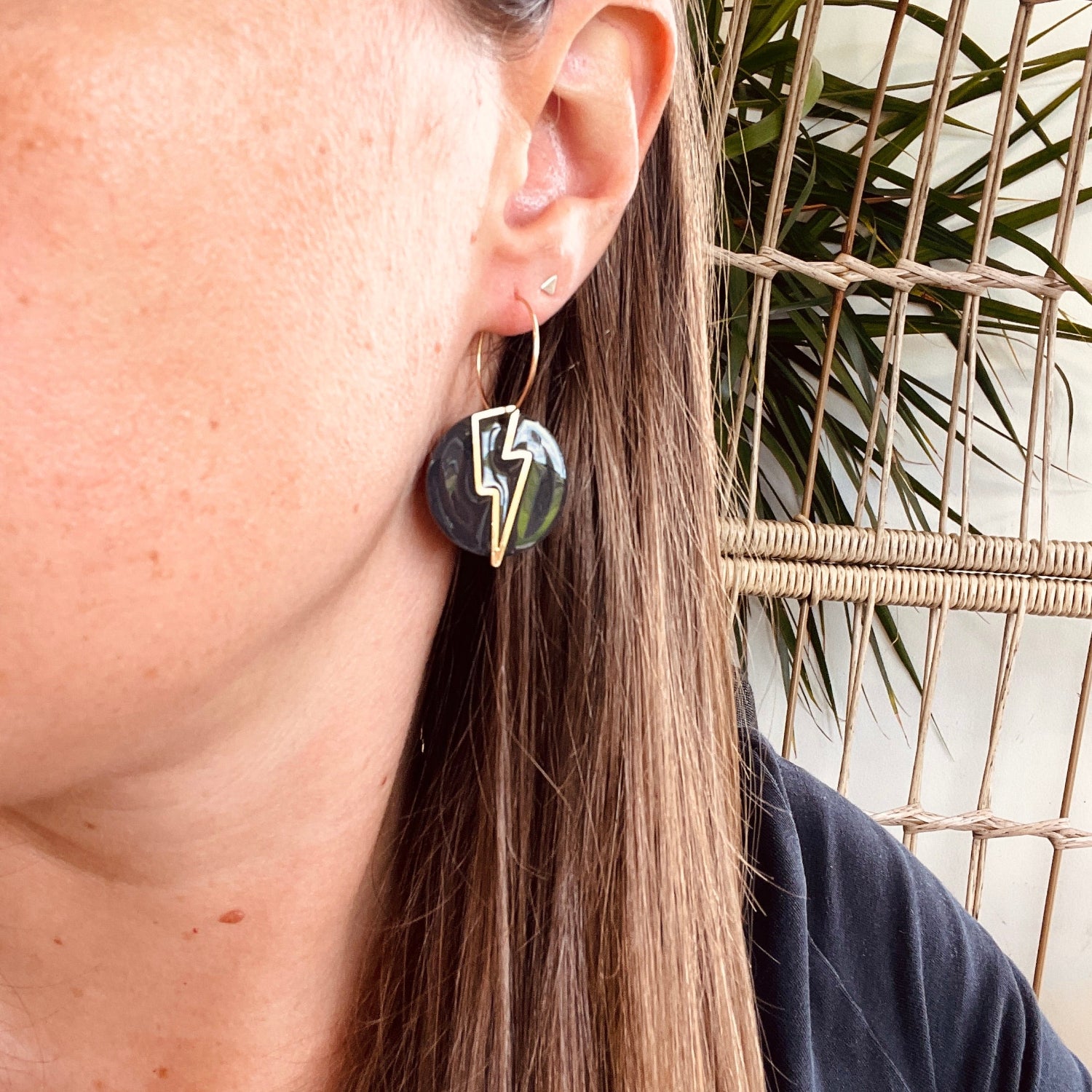 Lightning Bolt Hoop Earrings