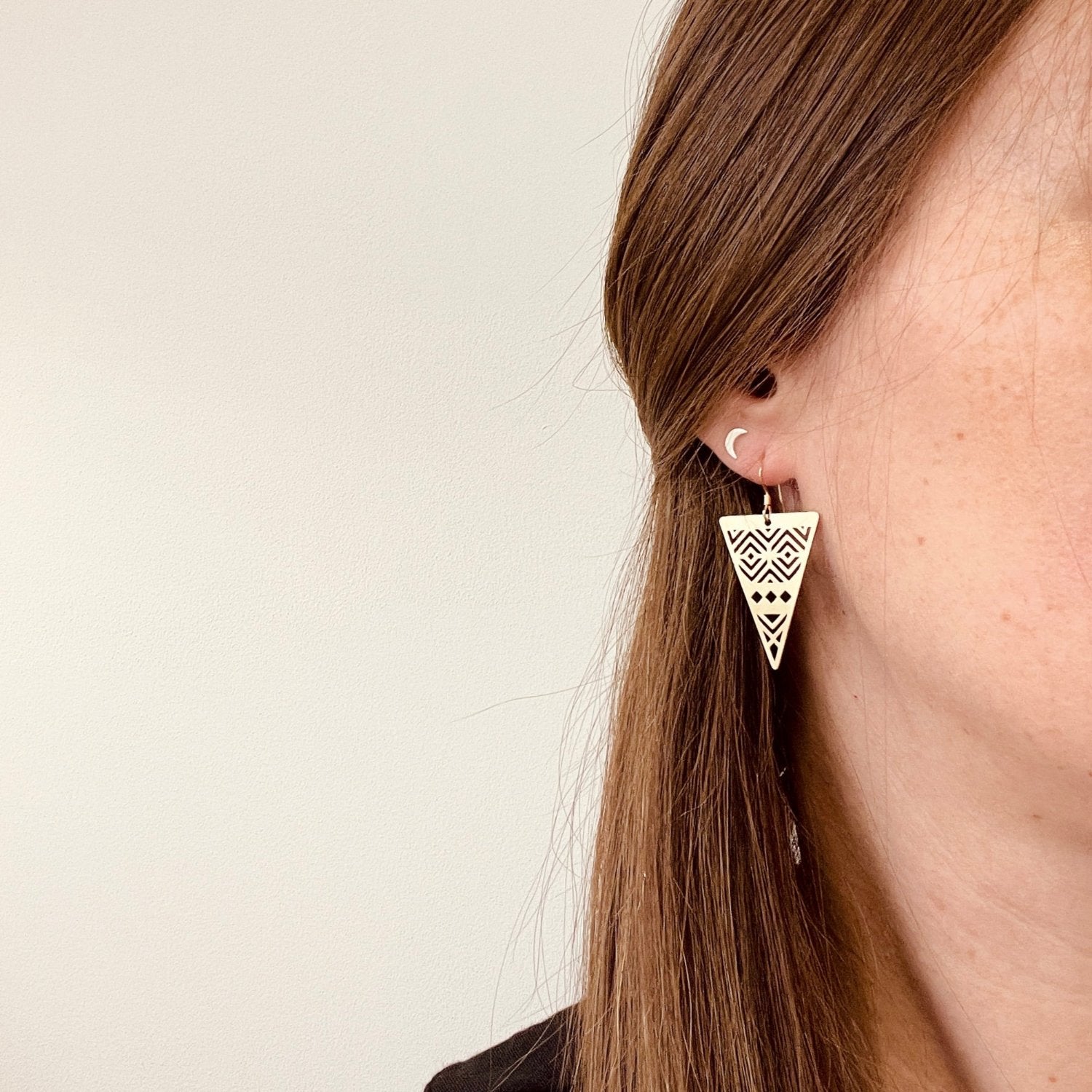 Tribal Boho Geometric Triangle Earrings