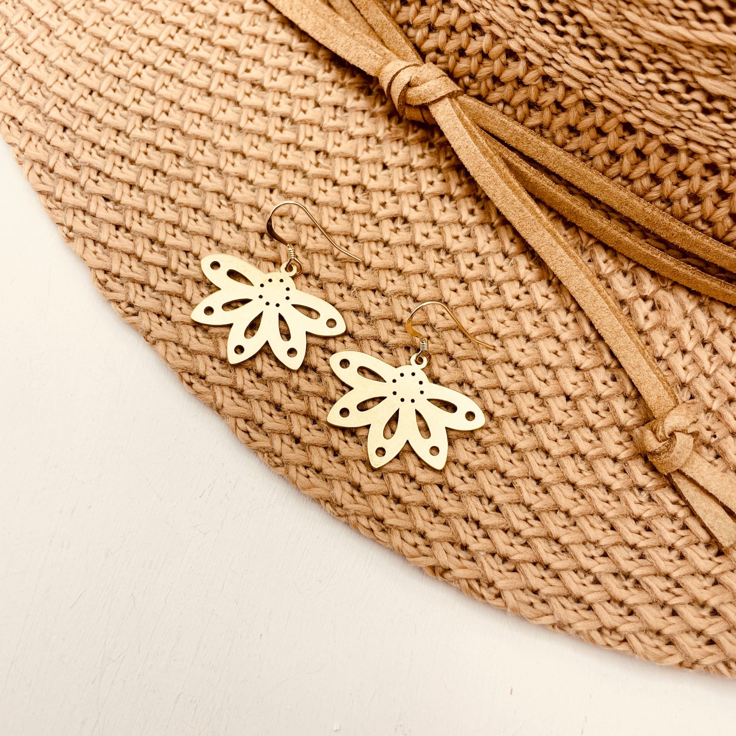 Gold Boho Flower Petal Earrings
