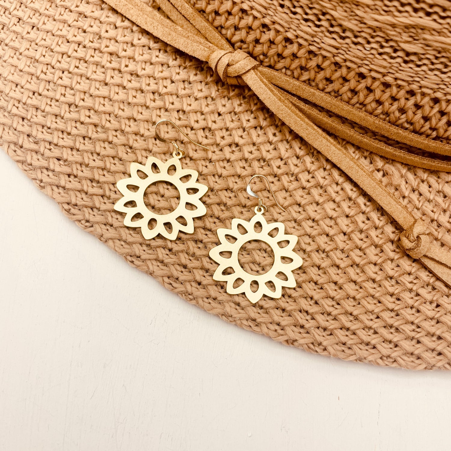 Gold Sun Flower Earrings
