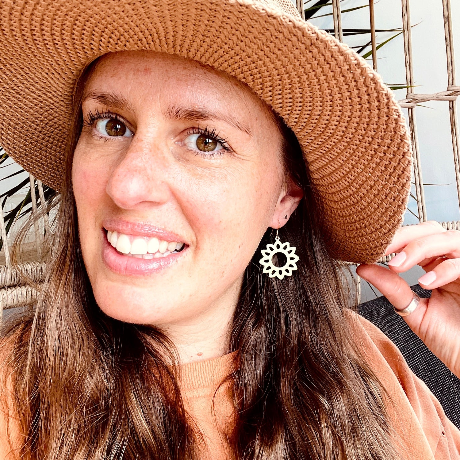 Gold Sun Flower Earrings