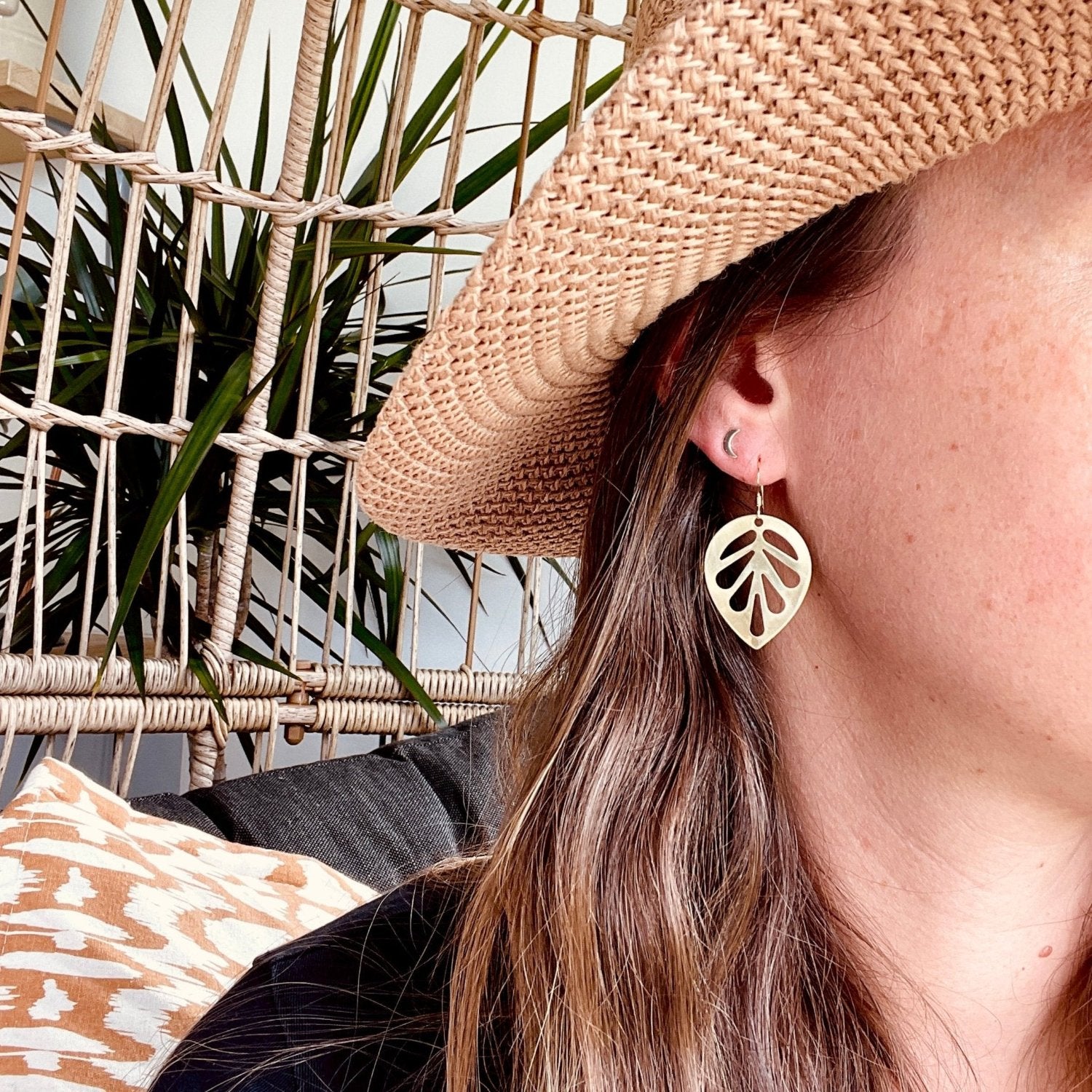 Brass Gold Leaf Earrings