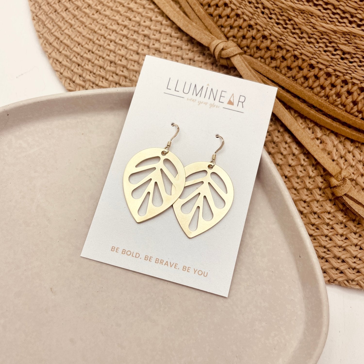 Brass Gold Leaf Earrings