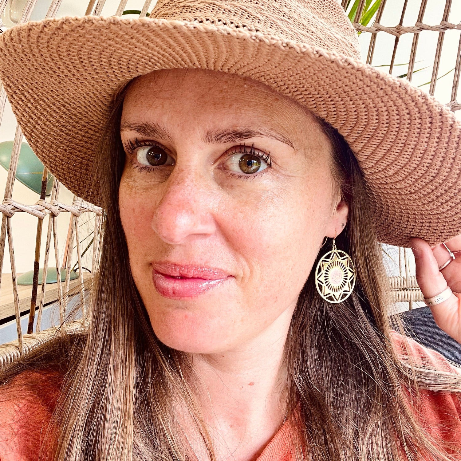 Gold Cornish Beach Sand Aztec Earrings