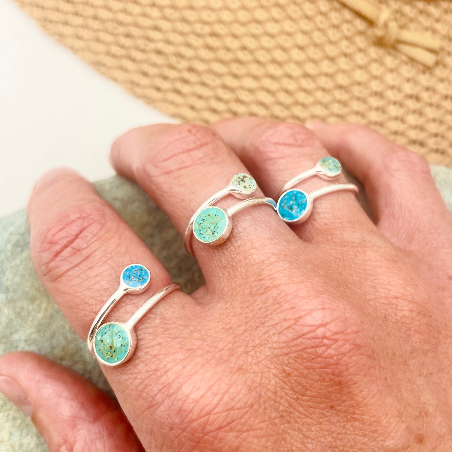 Sterling Silver Cornish Beach Sand Ring Adjustable 123