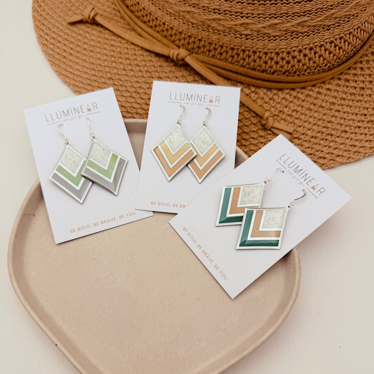 Autumn Boho Deco Beach Sand Earrings Silver
