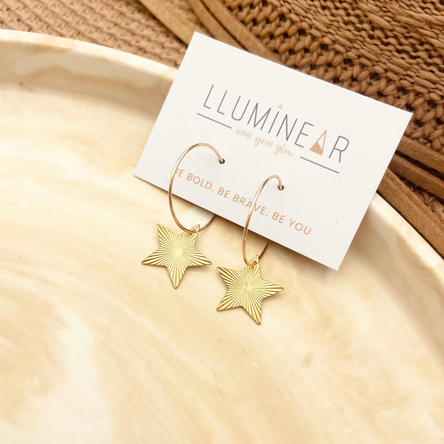 Dazzling Star Gold Hoop Earrings