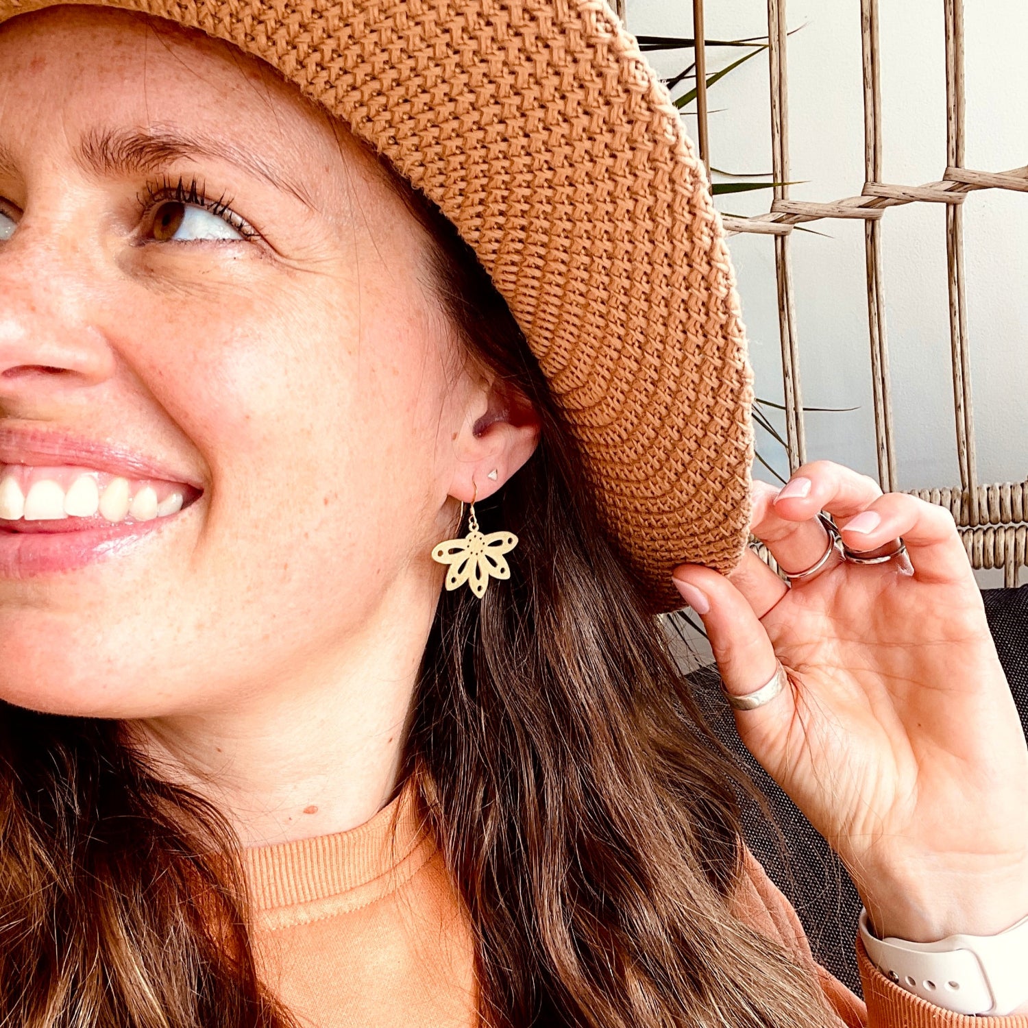 Gold Boho Flower Petal Earrings