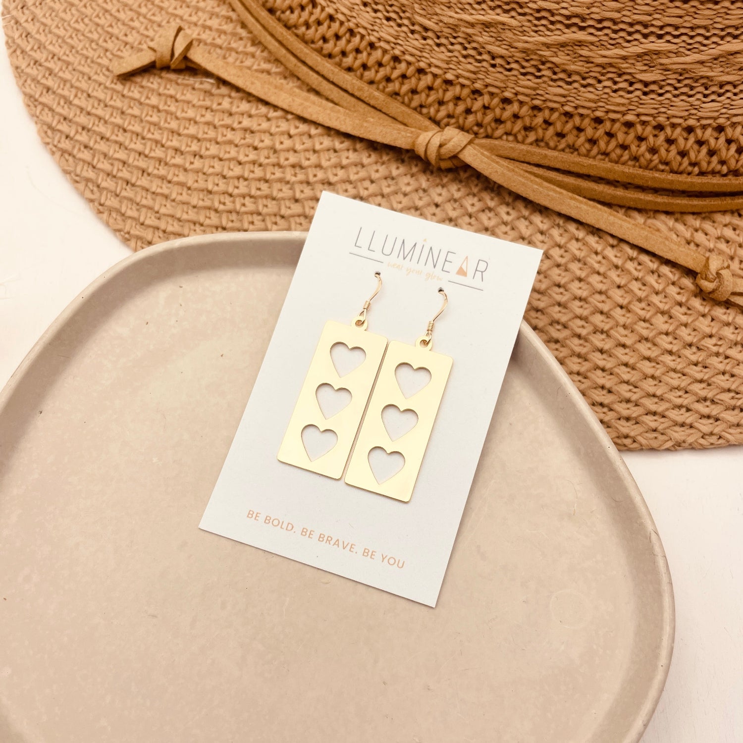 Gold Heart Trio Earrings