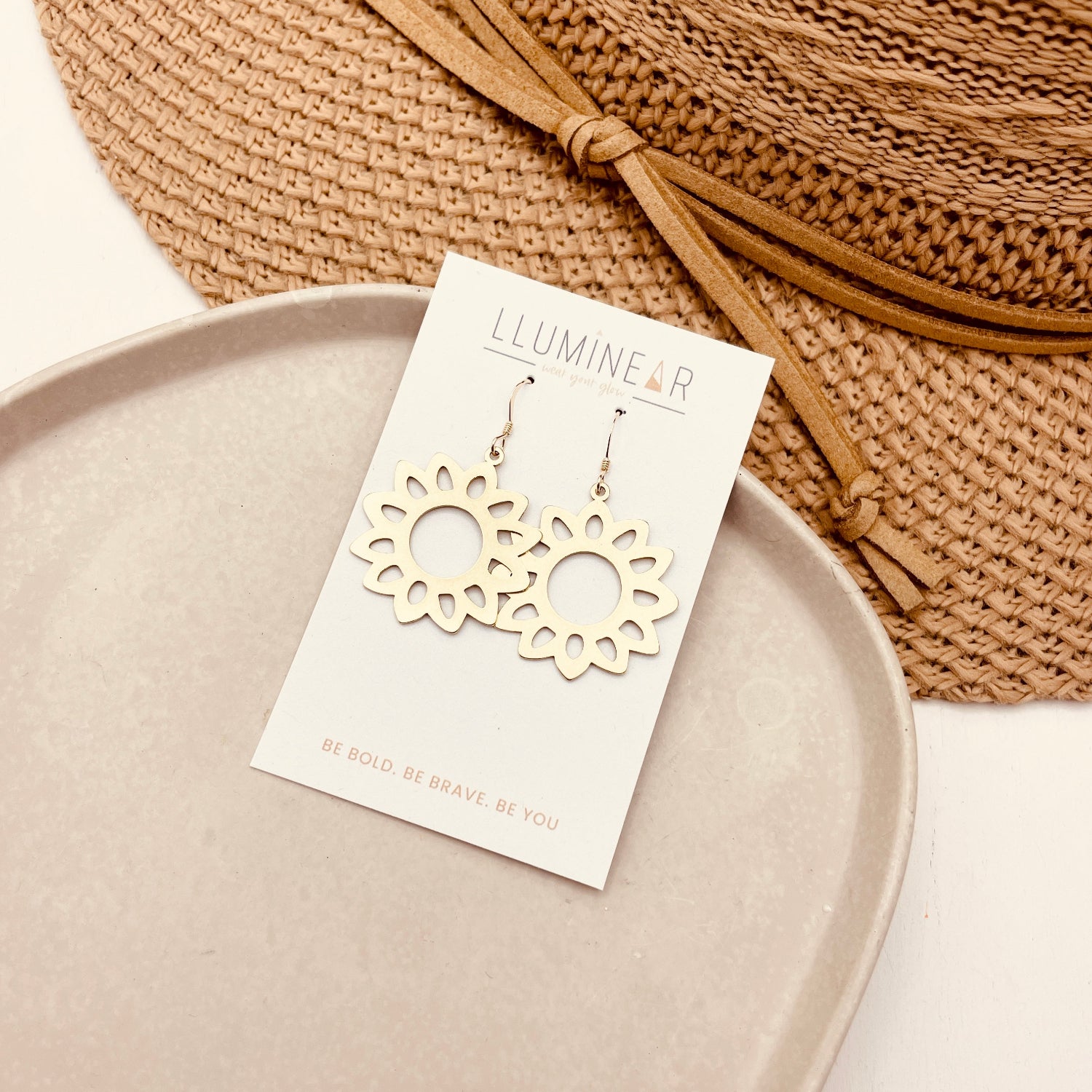 Gold Sun Flower Earrings