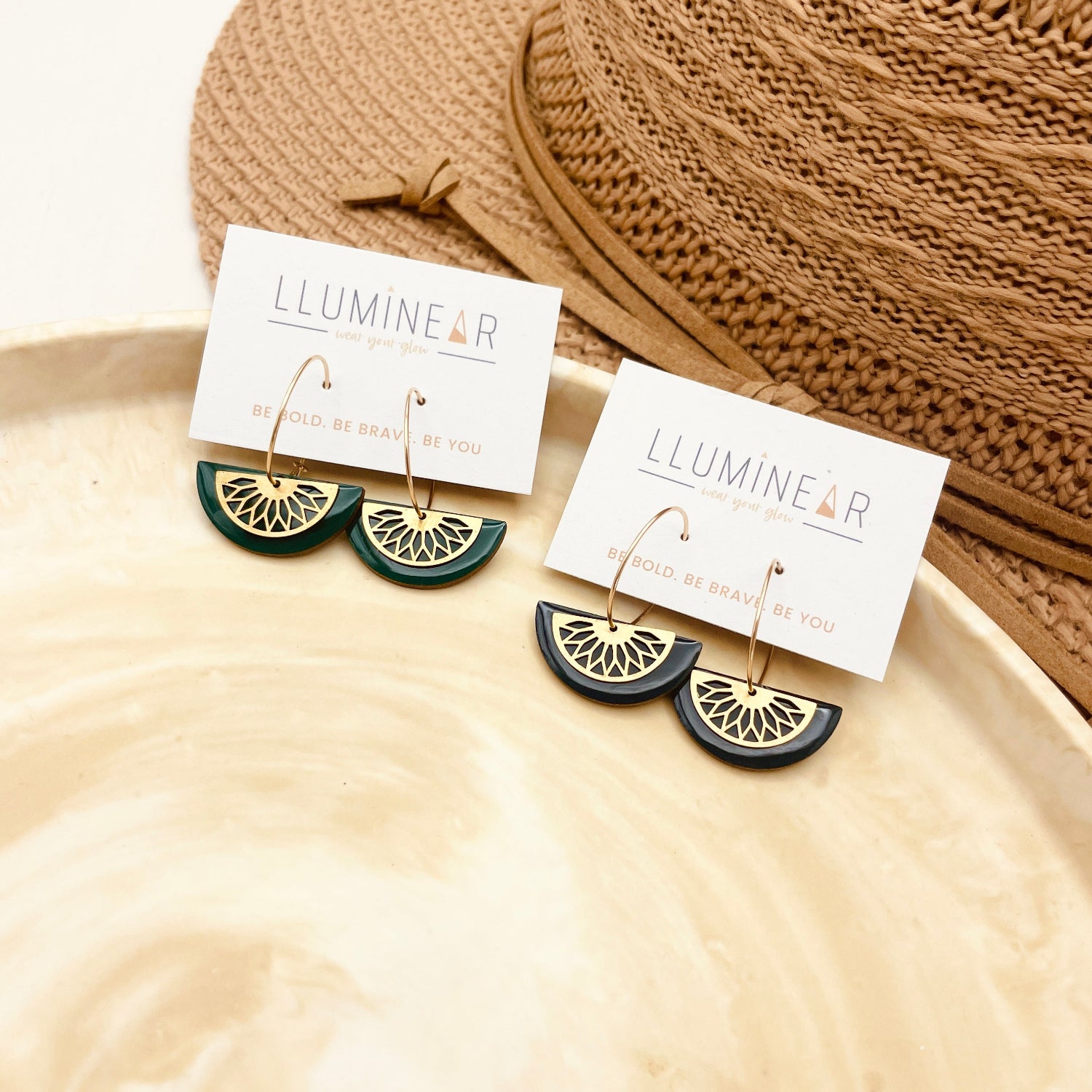 Sunburst Half Moon Hoop Earrings