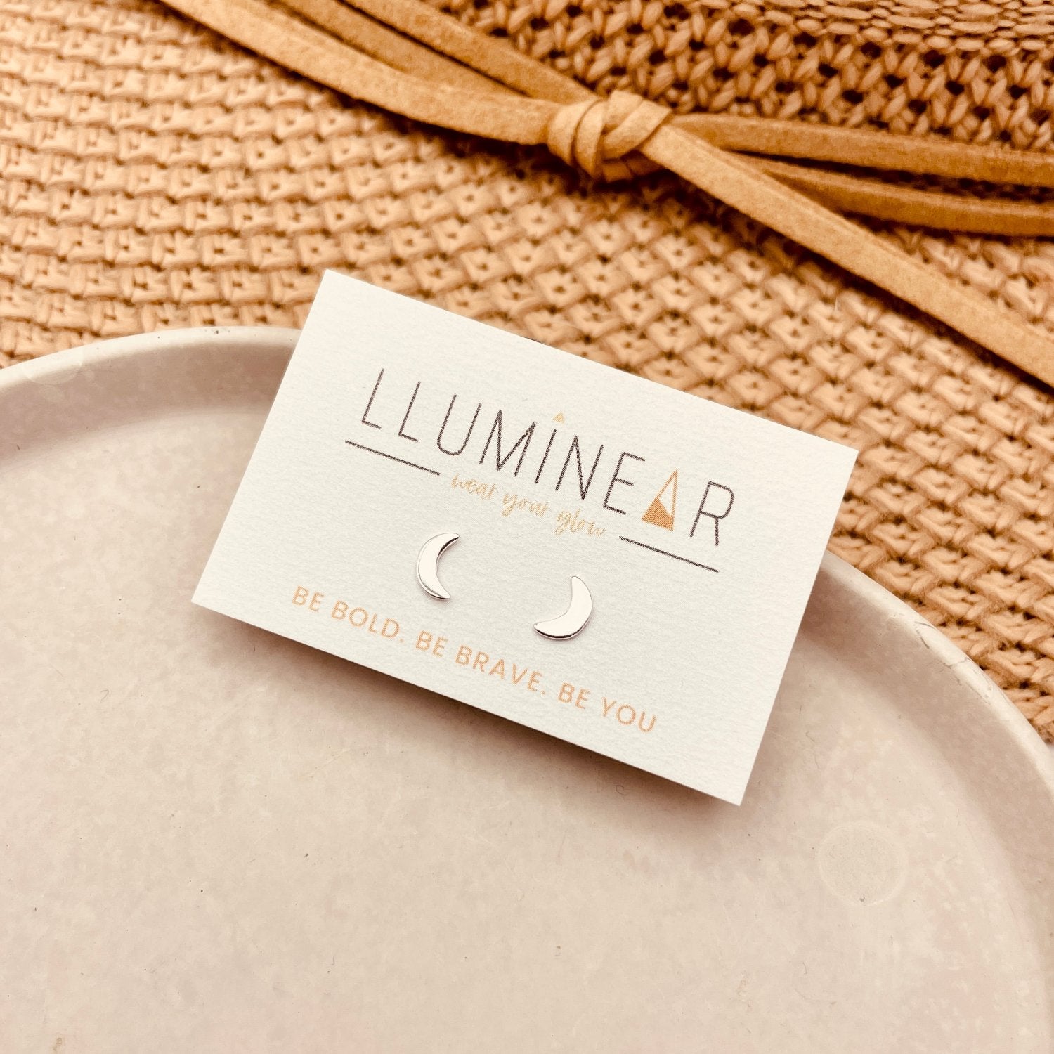 mini moon hallmarked 925 sterling silver stud earrings for sensitive ears