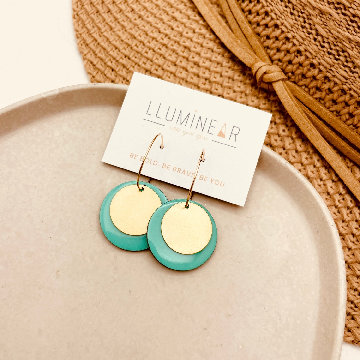 May Earrings Comet Mint Green Gold Hoop