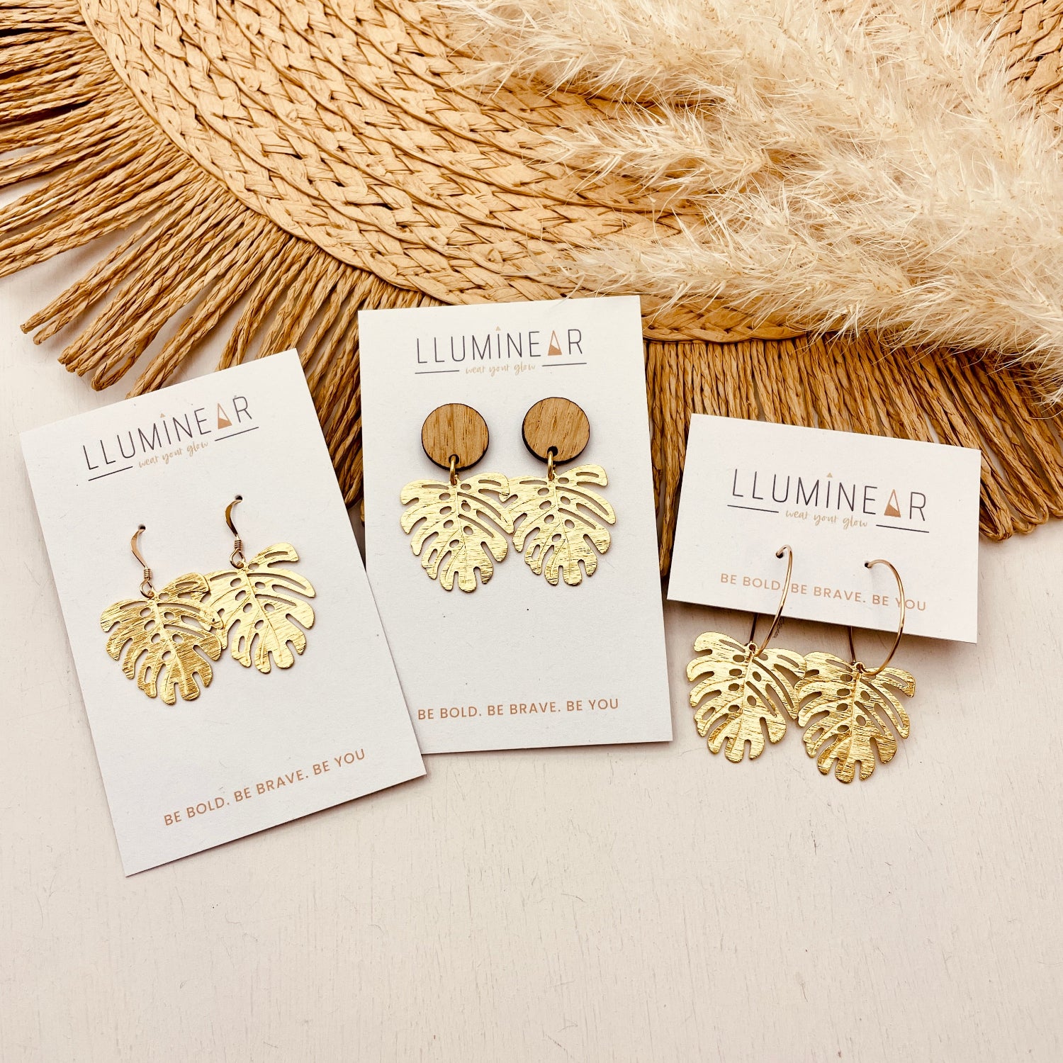 Monstera Leaf Earrings Gold