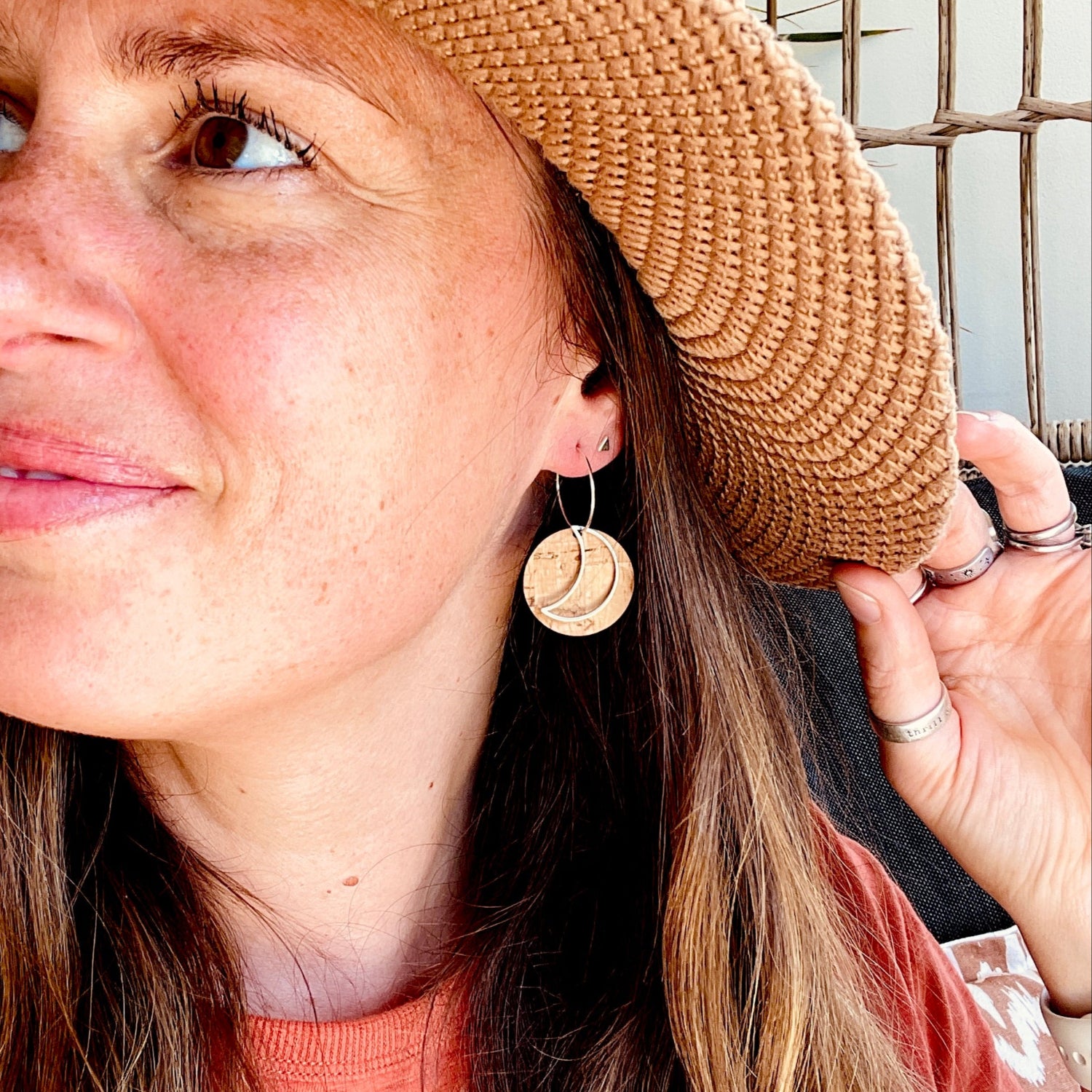 Umbra Earrings Natural Cork Silver Moon