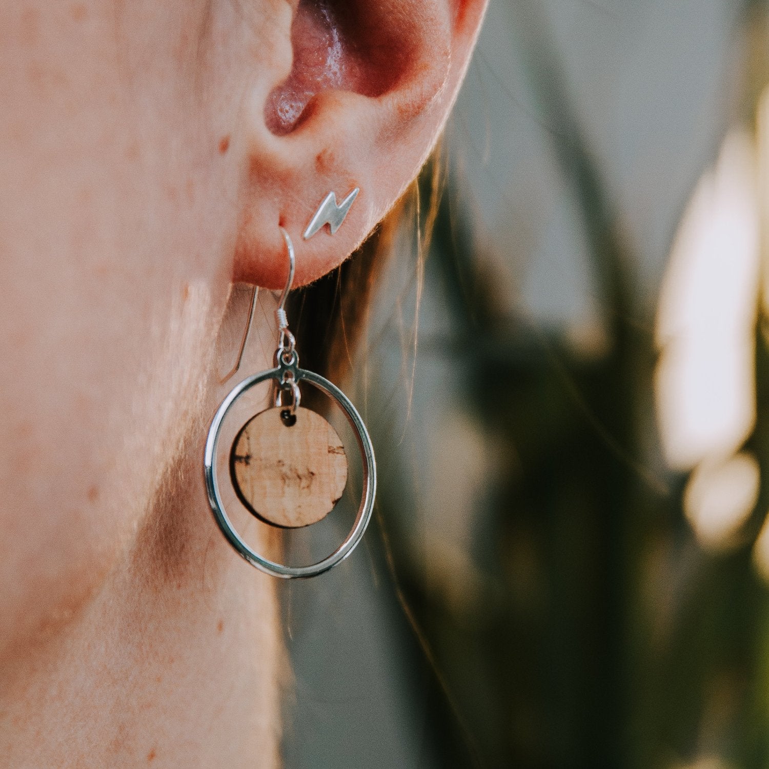 natural cork silver ring hallmarked sterling silver earrings