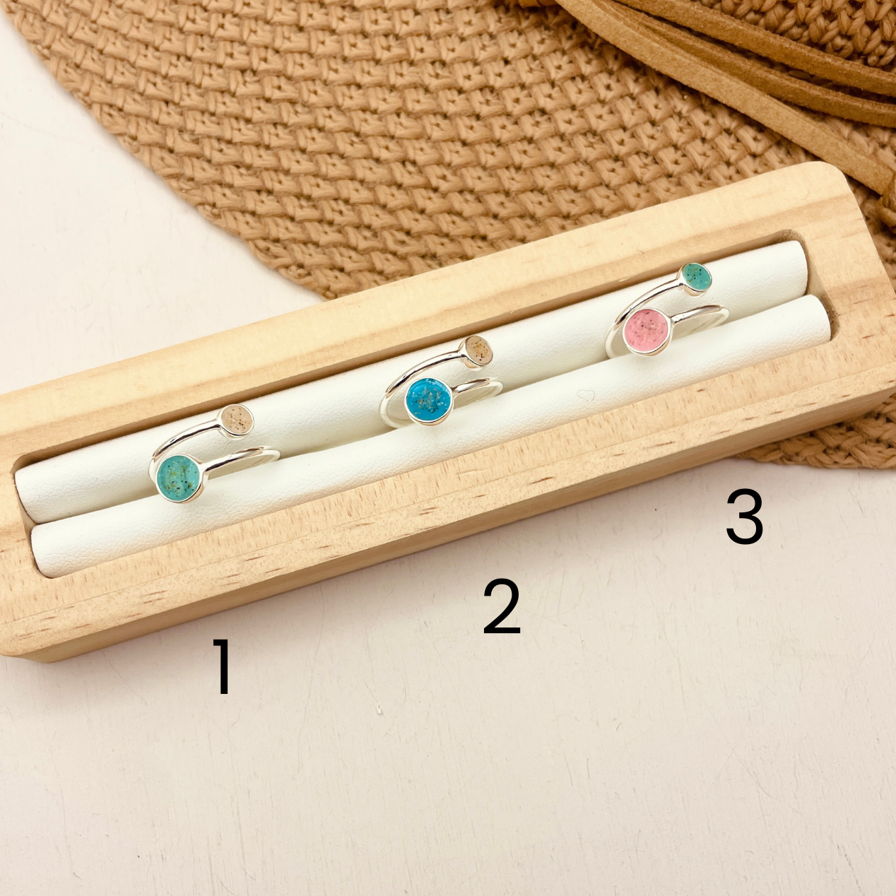 Sterling Silver Cornish Beach Sand Duo Ring Adjustable