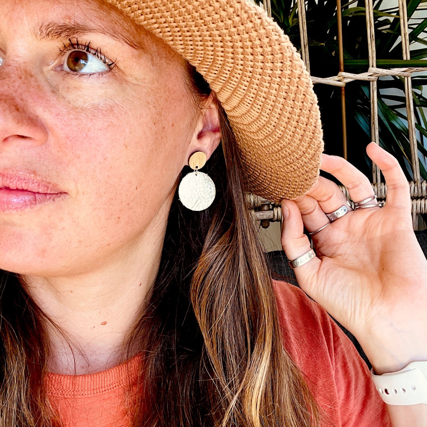 Apollo Earrings Silver Shimmer Leather