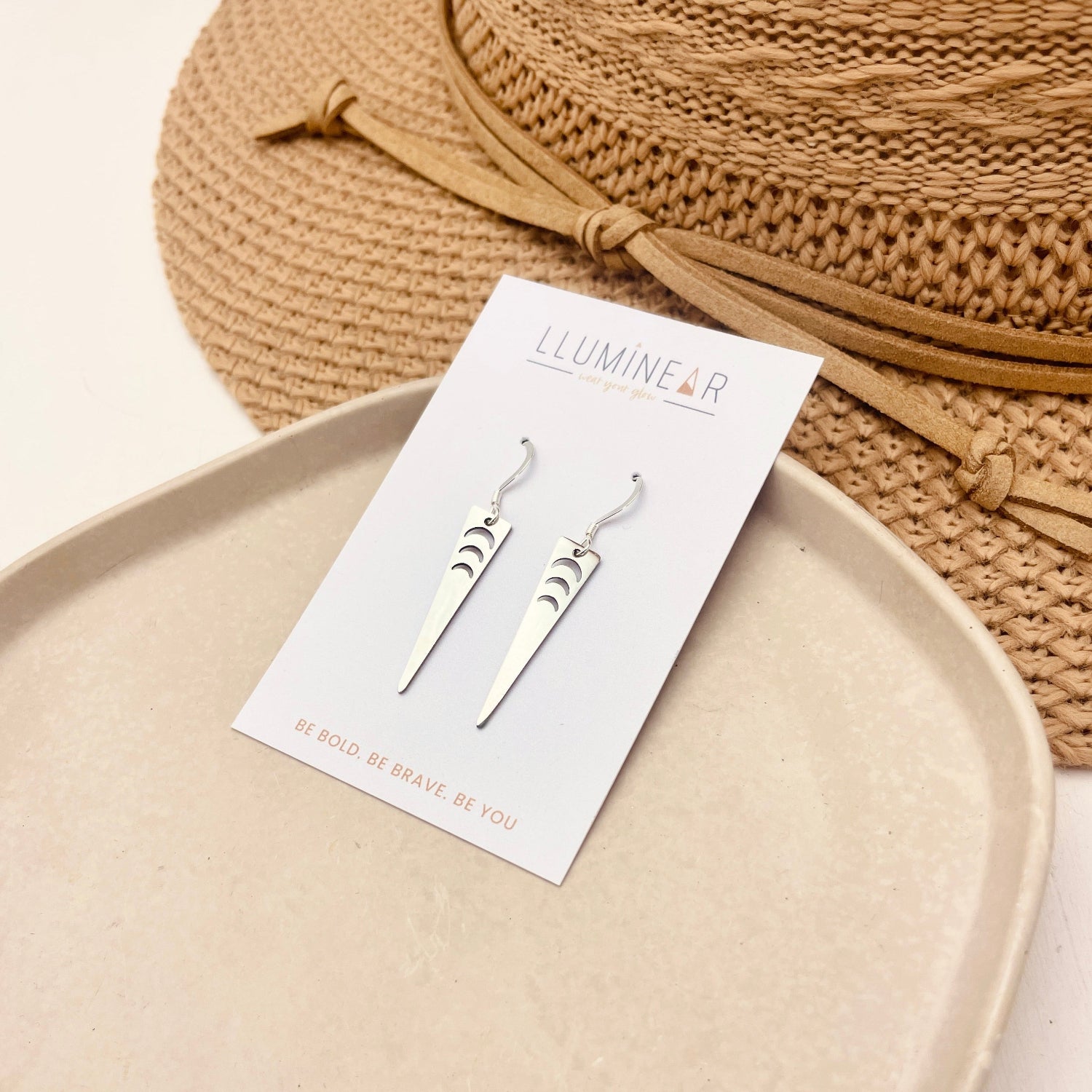 Tribal Trio Moon Silver Earrings