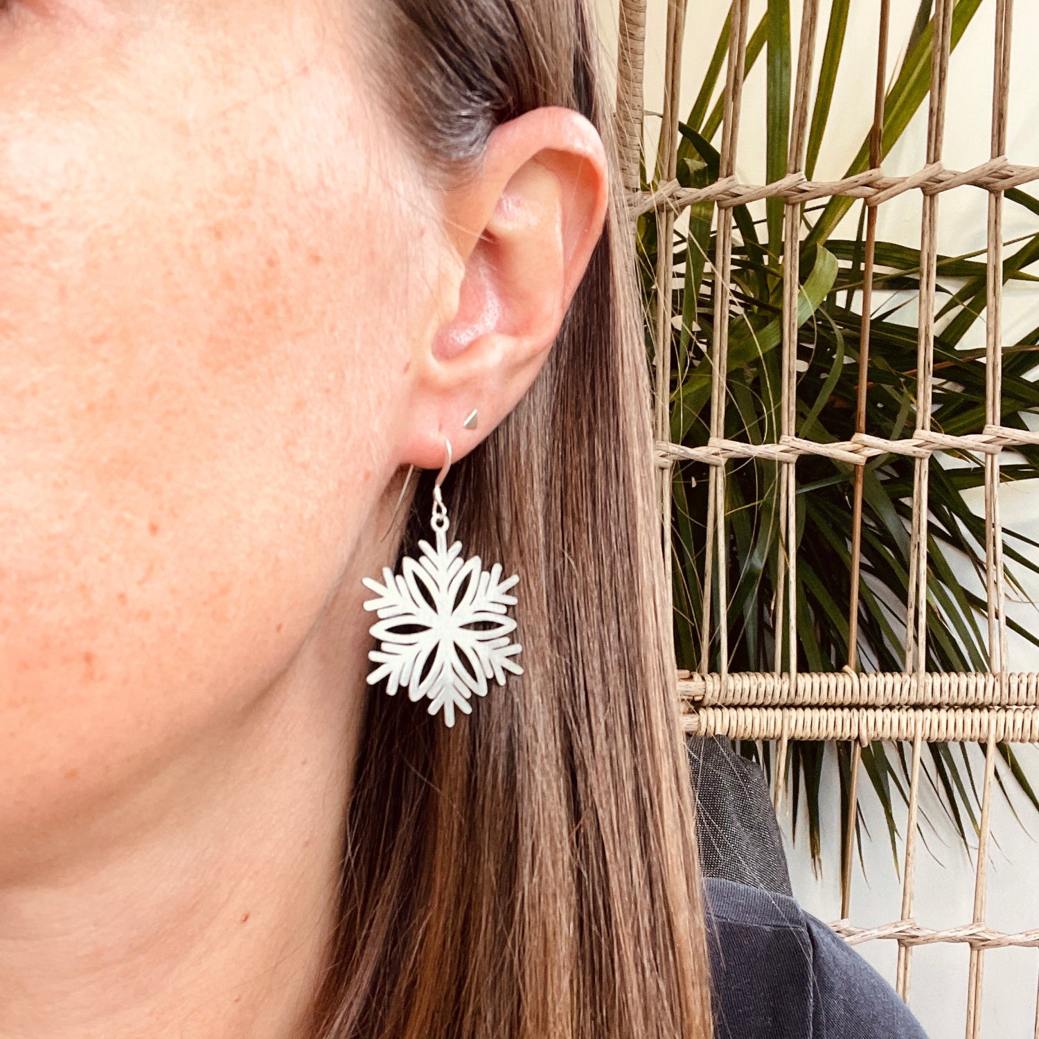 Elegant Snowflake Hook Earrings