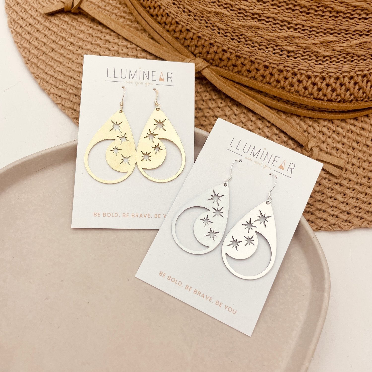 Tera Moon Drop Stud Earrings