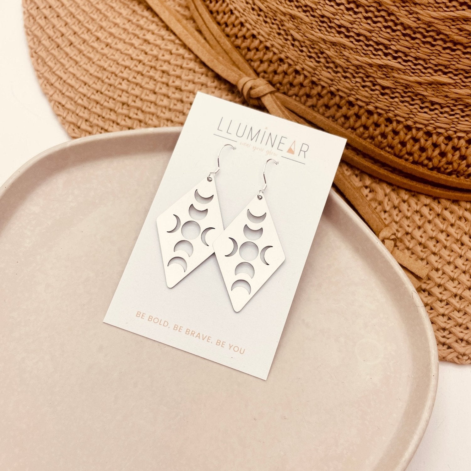 Moon Phase Diamond Silver Earrings