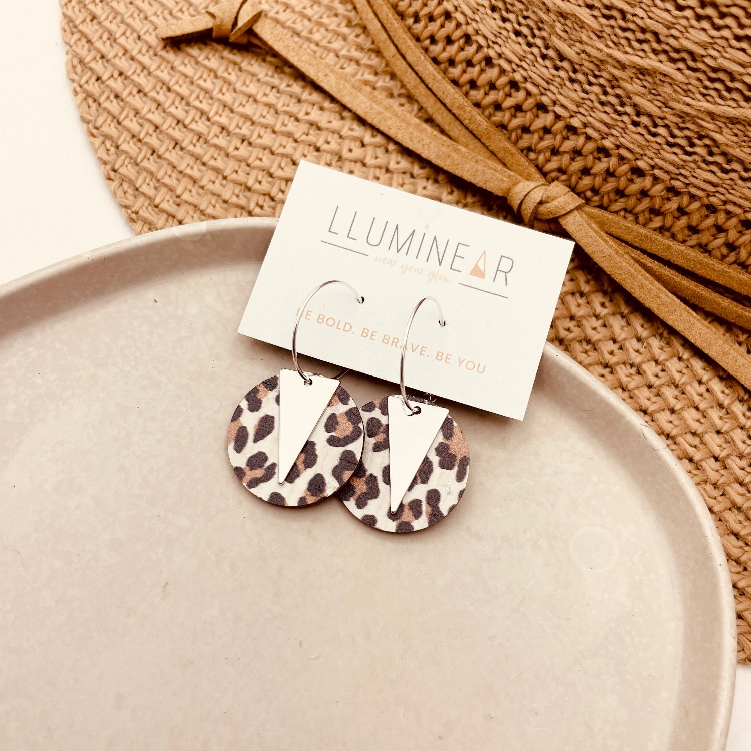 Comet Hoop Earrings White Leopard Triton Silver
