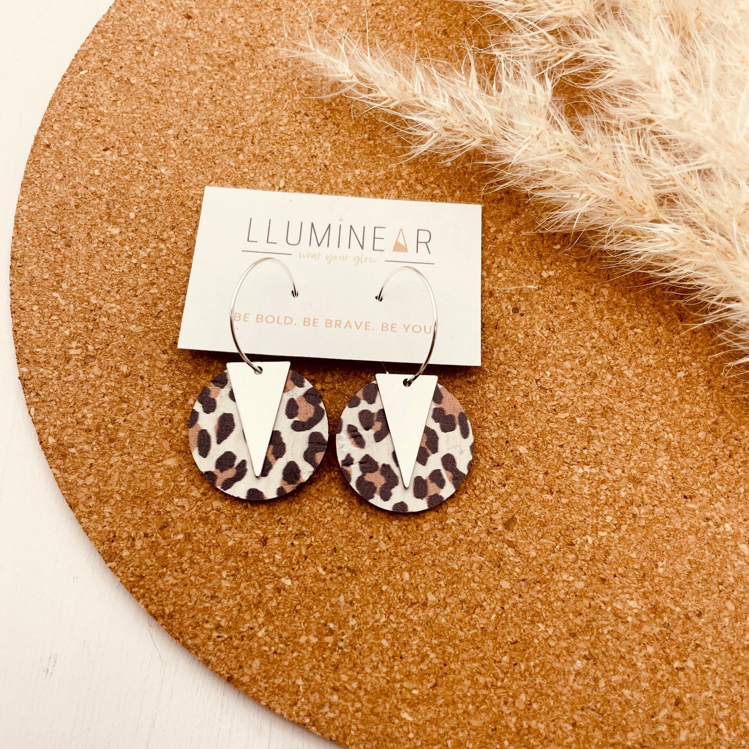 Comet Hoop Earrings White Leopard Triton Silver