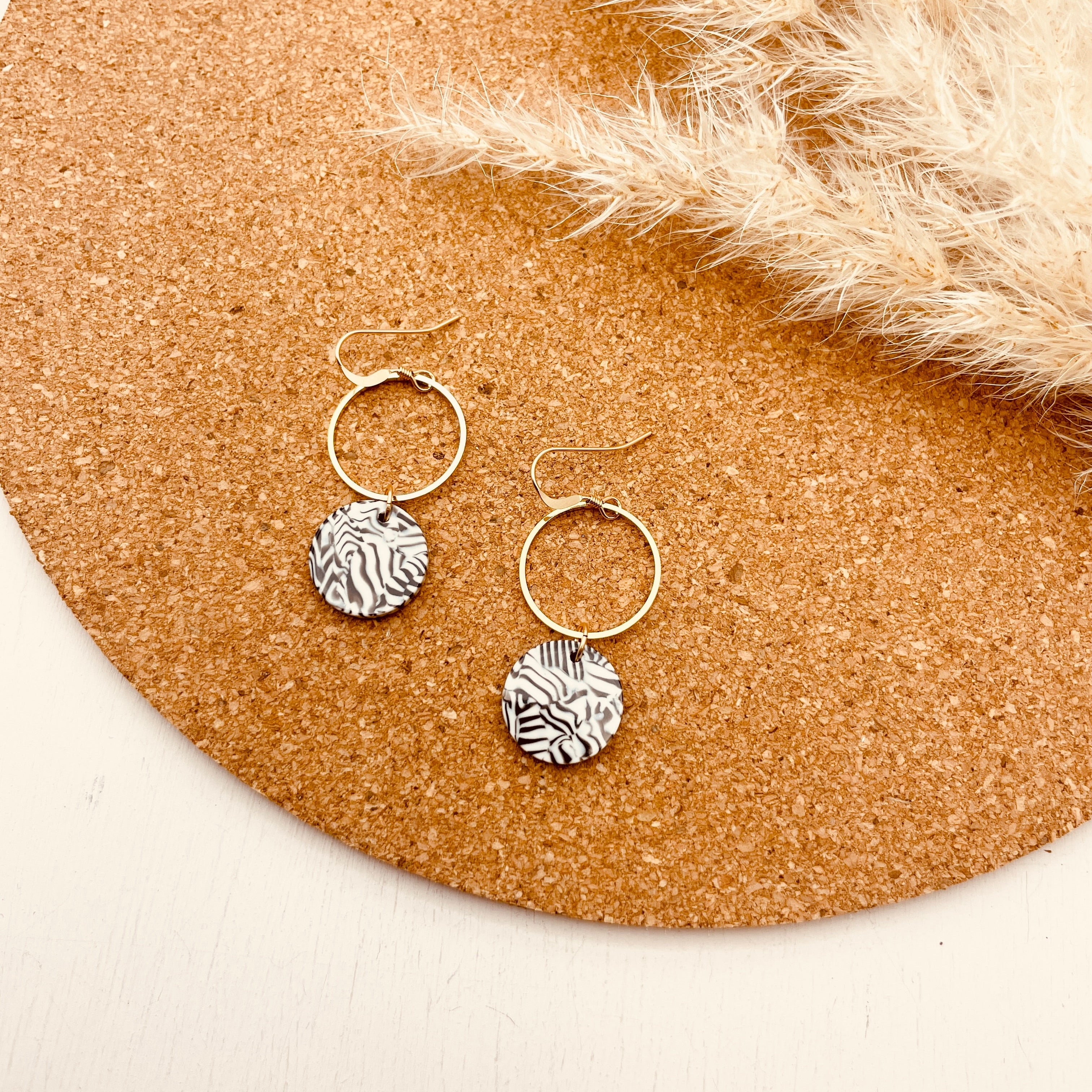 Mercury Earrings Zebra Gold