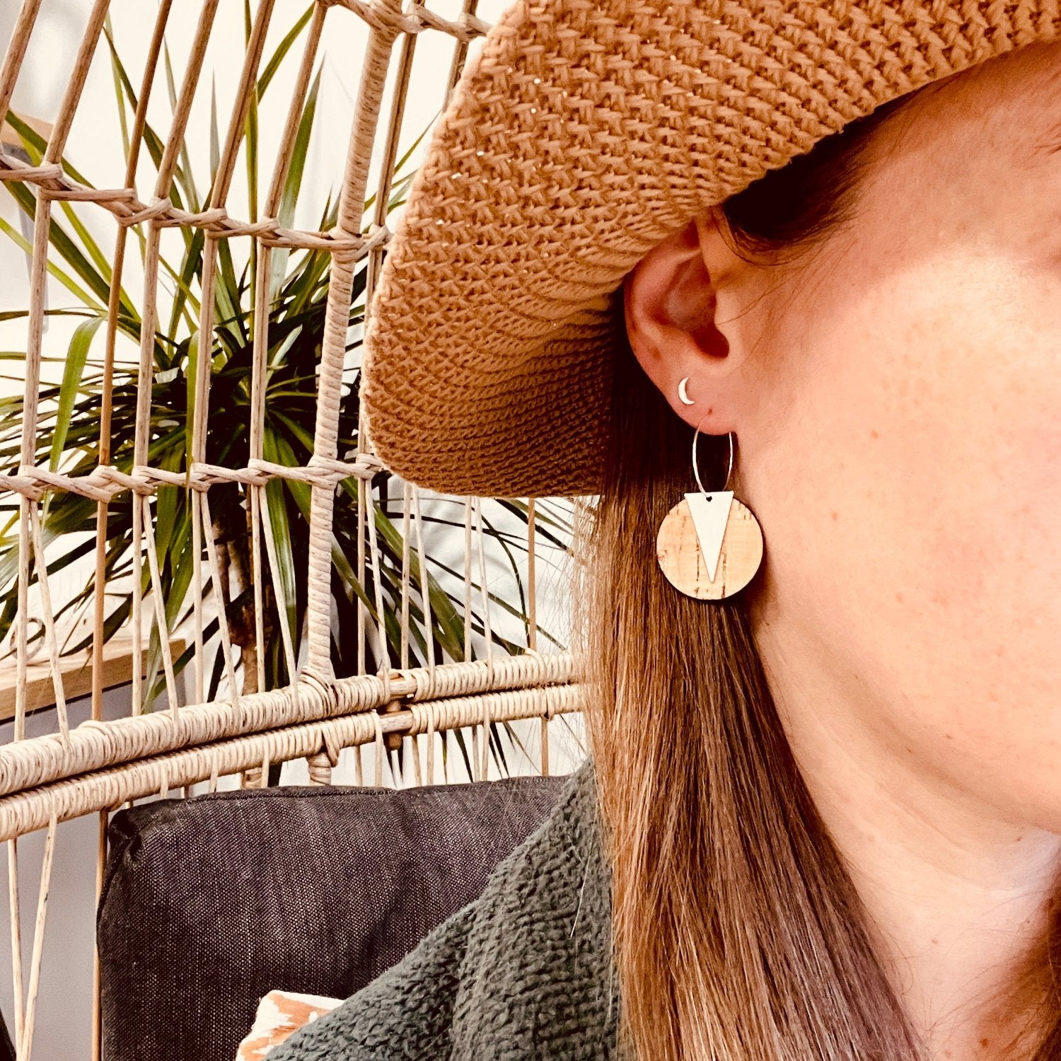 Comet Hoop Earrings Natural Triton Silver
