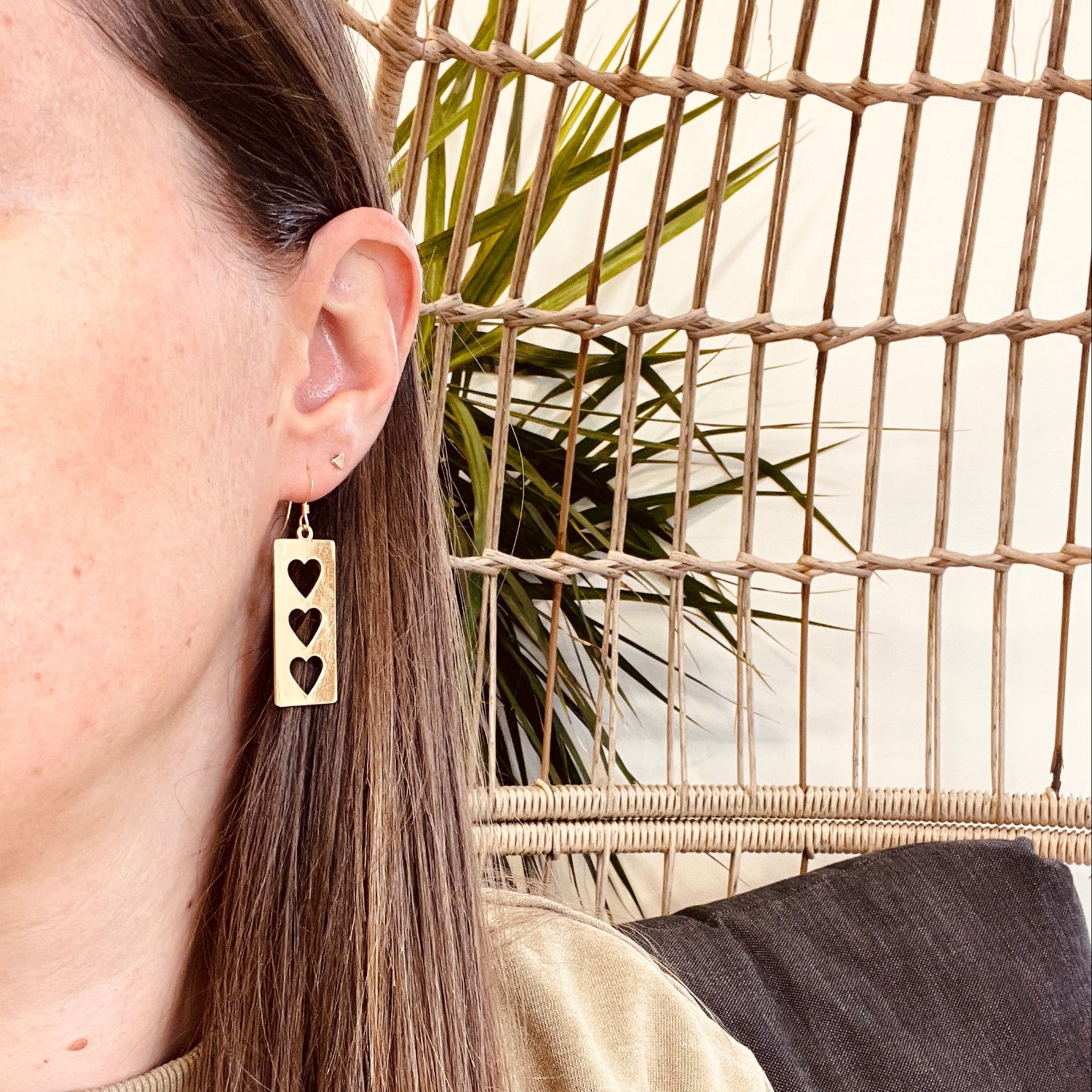 Gold Heart Trio Earrings