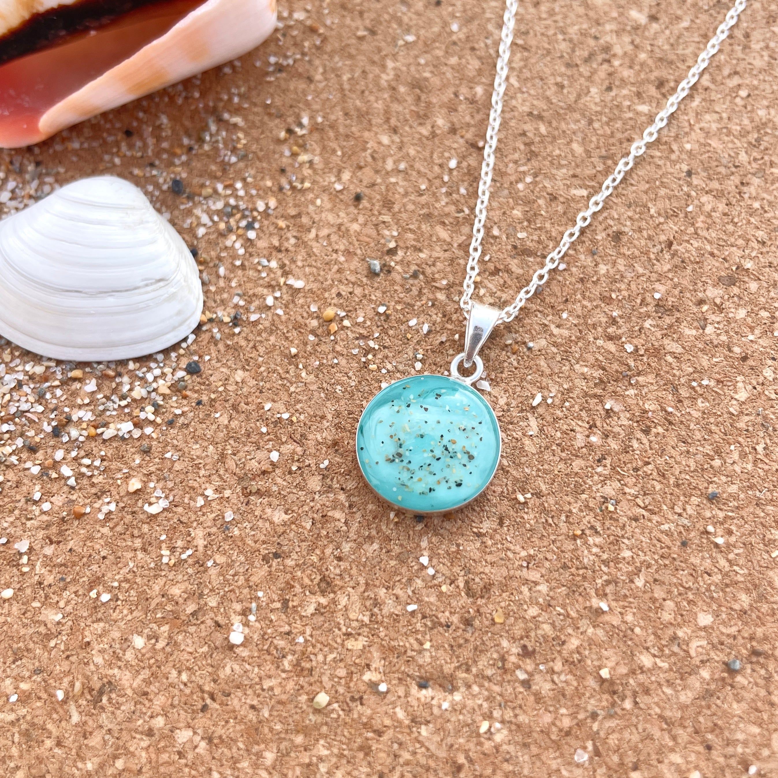 Cornish Beach Sand Round Pendant Necklace
