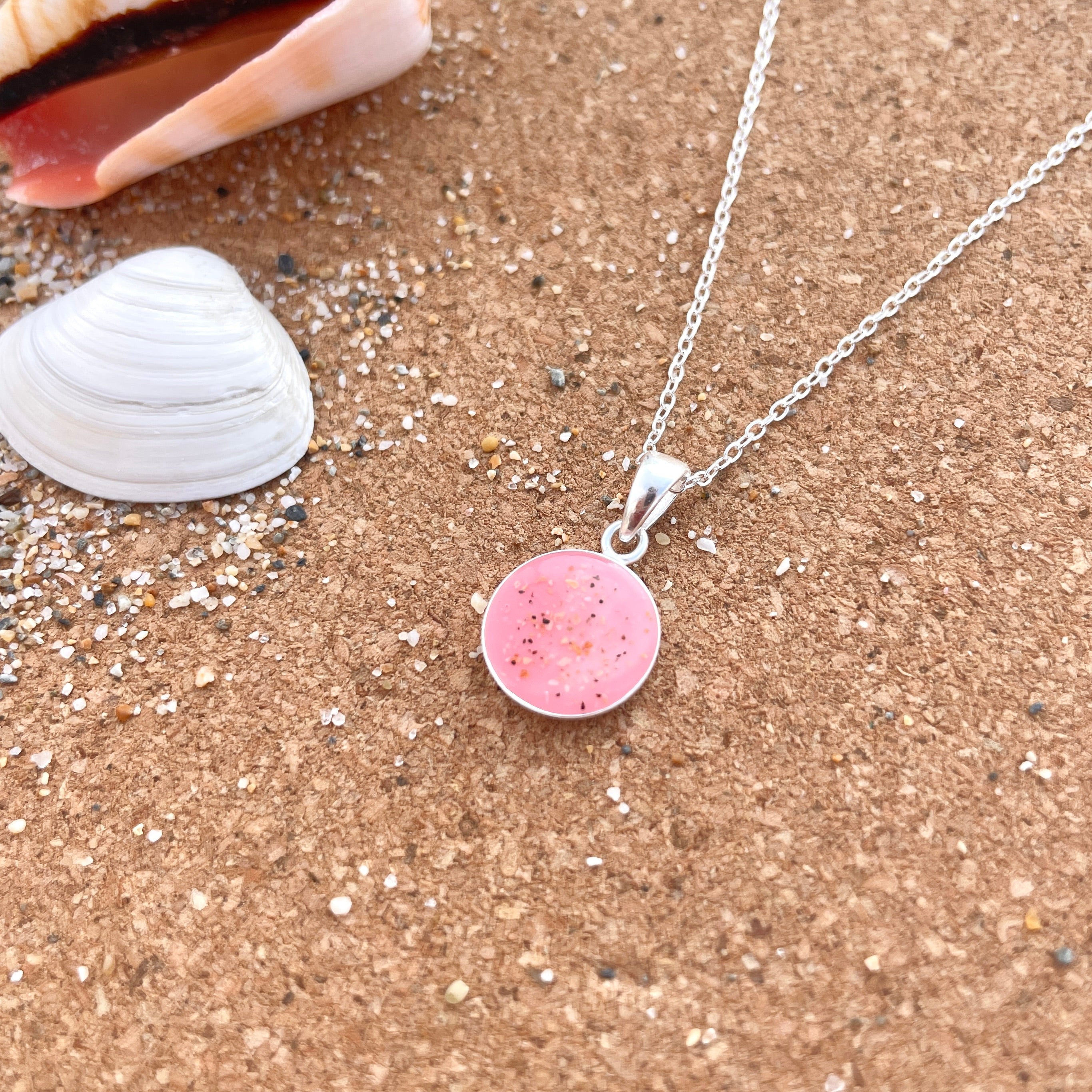 Cornish Beach Sand Round Pendant Necklace