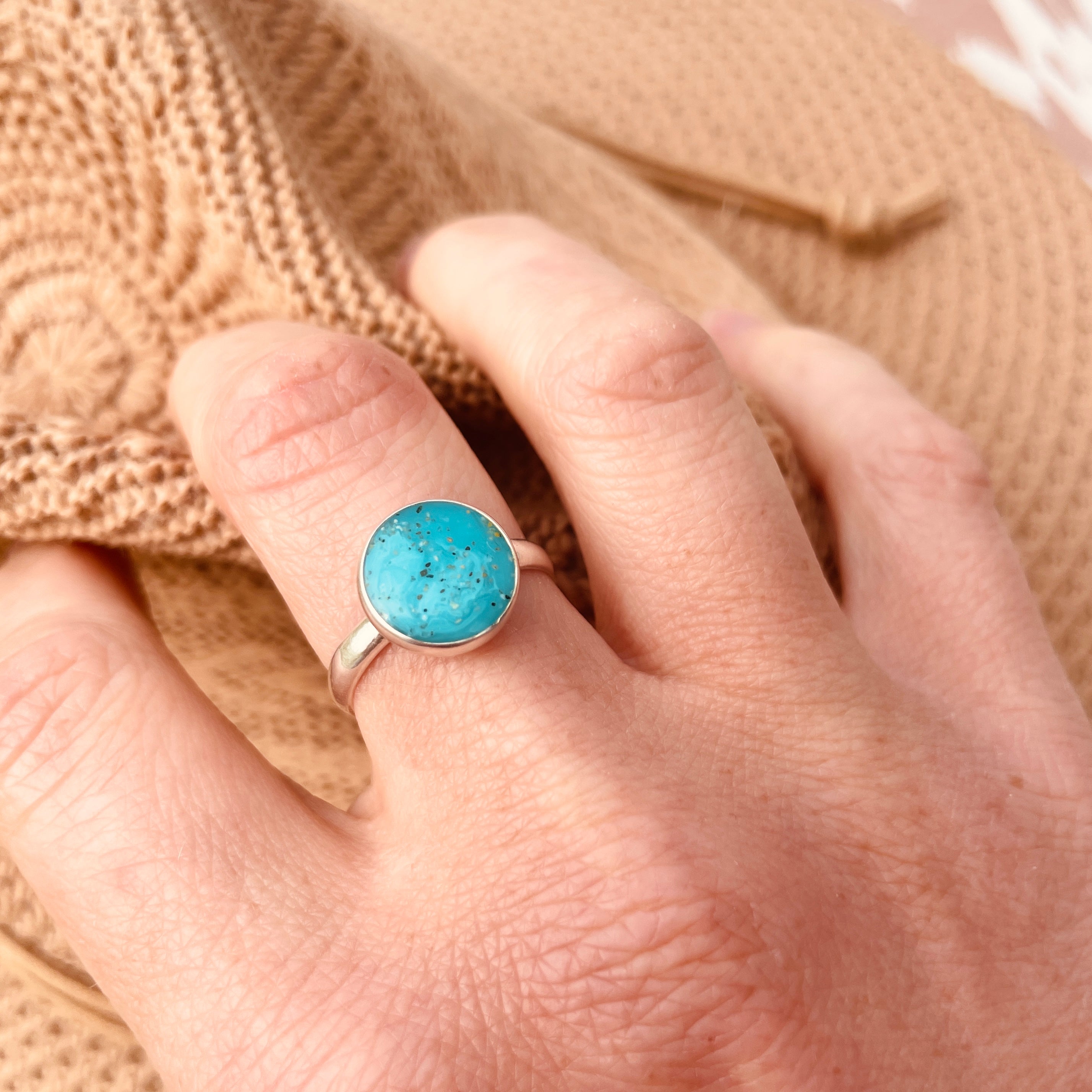 Sterling Silver Cornish Beach Sand Ring Size O
