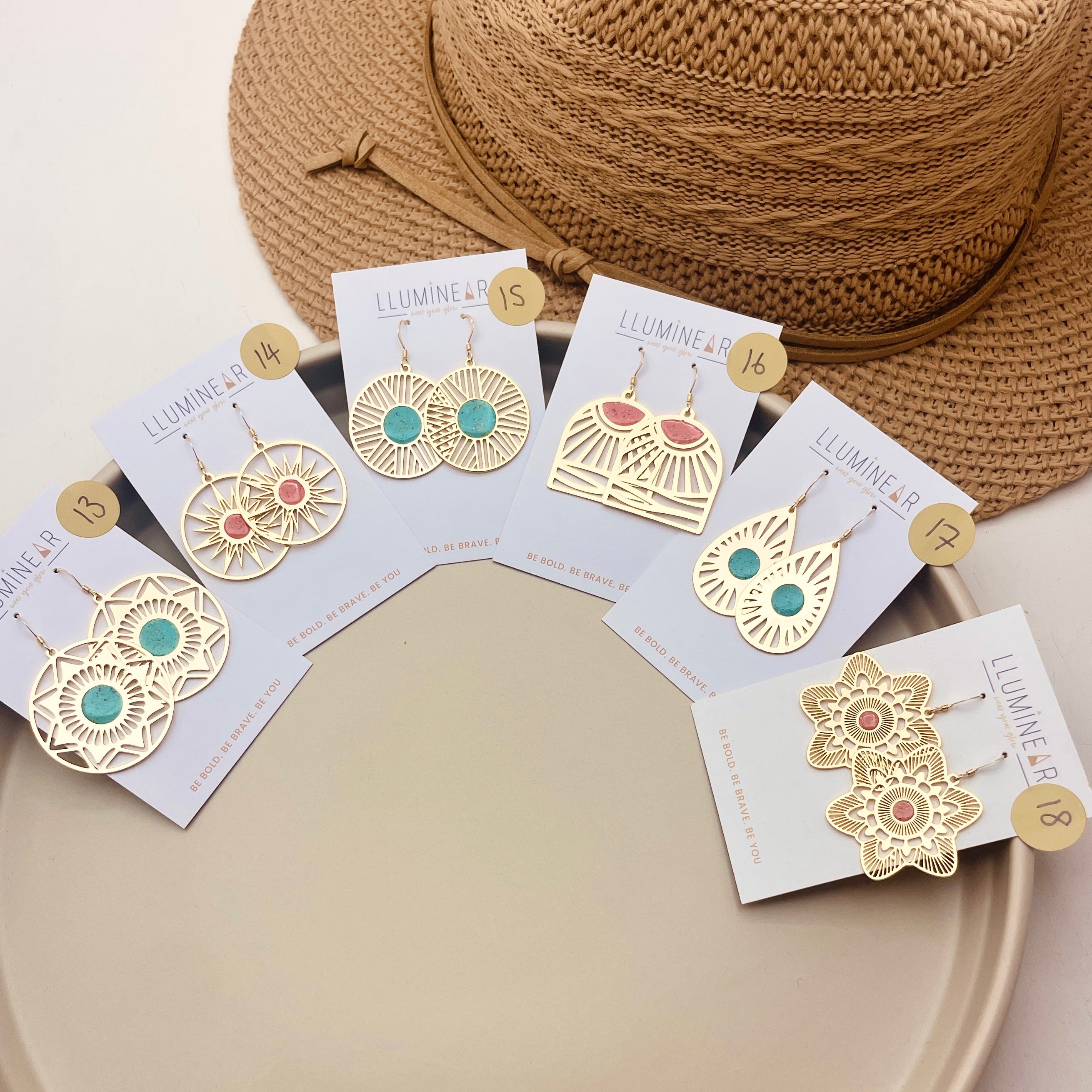 Ocean Earrings Gold Hooks no. 13-18