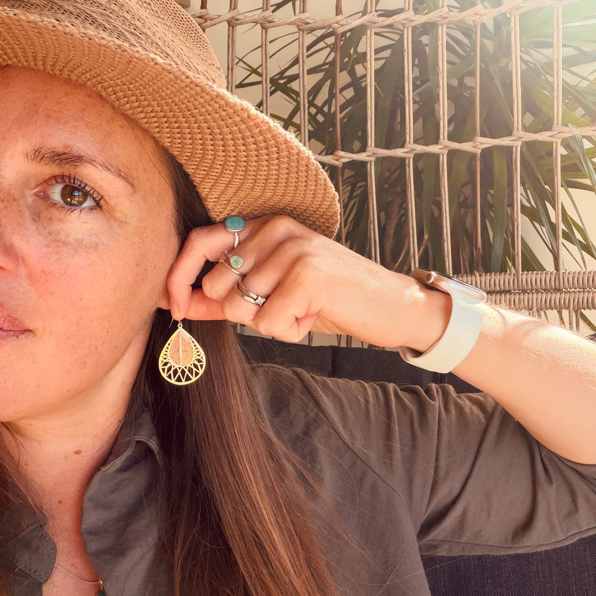Autumn Teardrop Gold Earrings