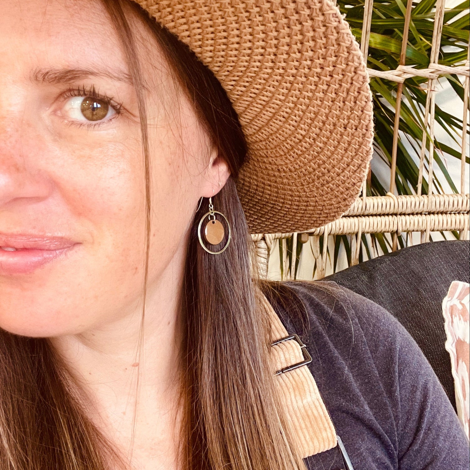 Gingerbread Silver Circle Earrings
