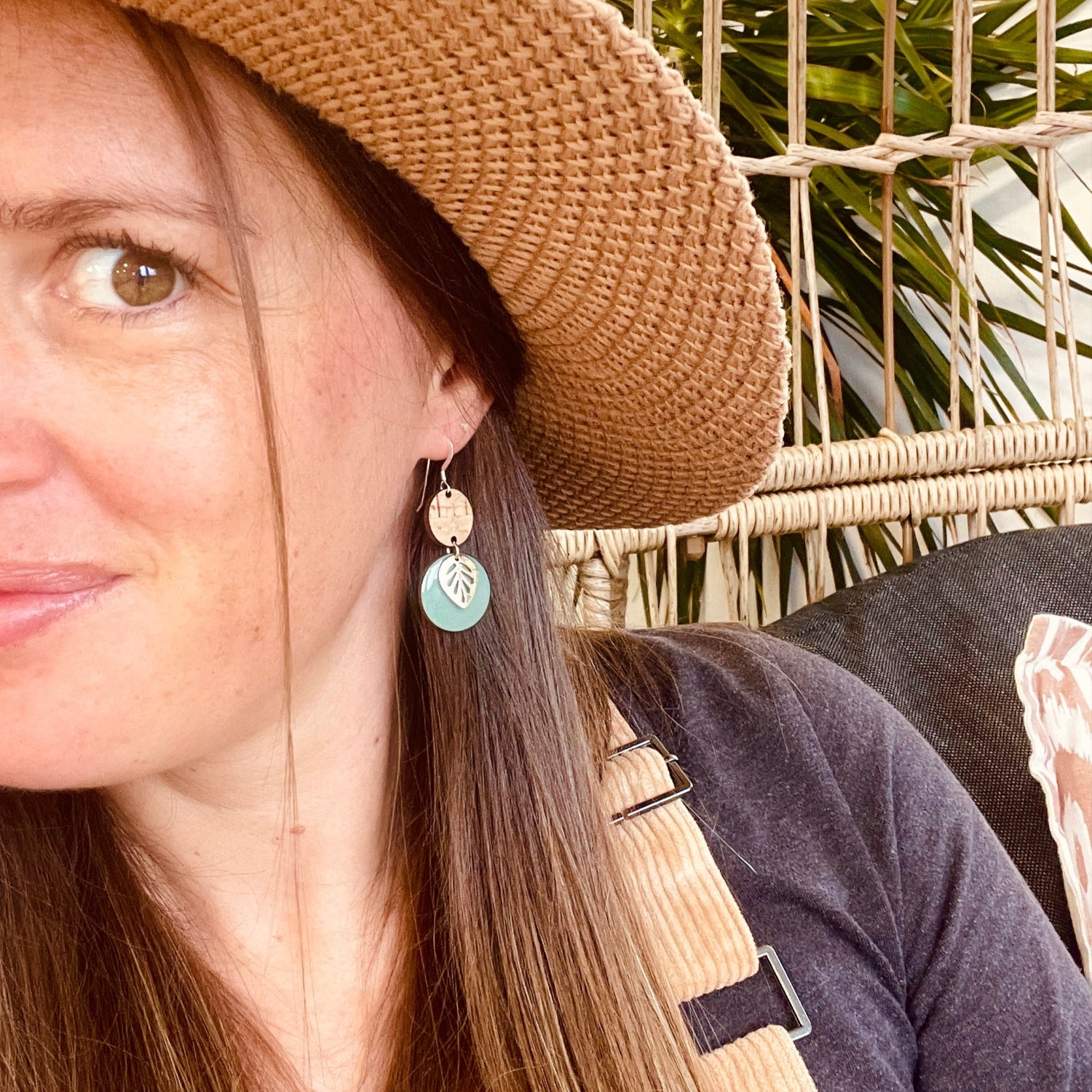 Sage Green Silver Leaf Earrings